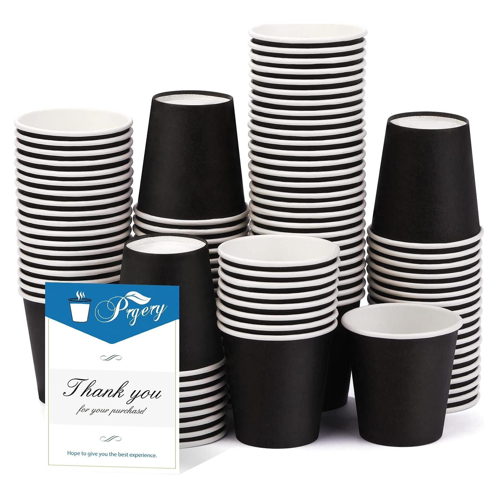 Paquete de 100 Tazas de Papel Desechables 3 oz Prgery Negras