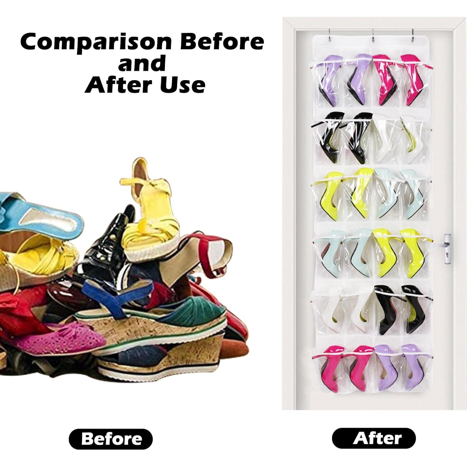 Organizador de Zapatos QUMENEY 24 Bolsillos Colgante 150x45cm