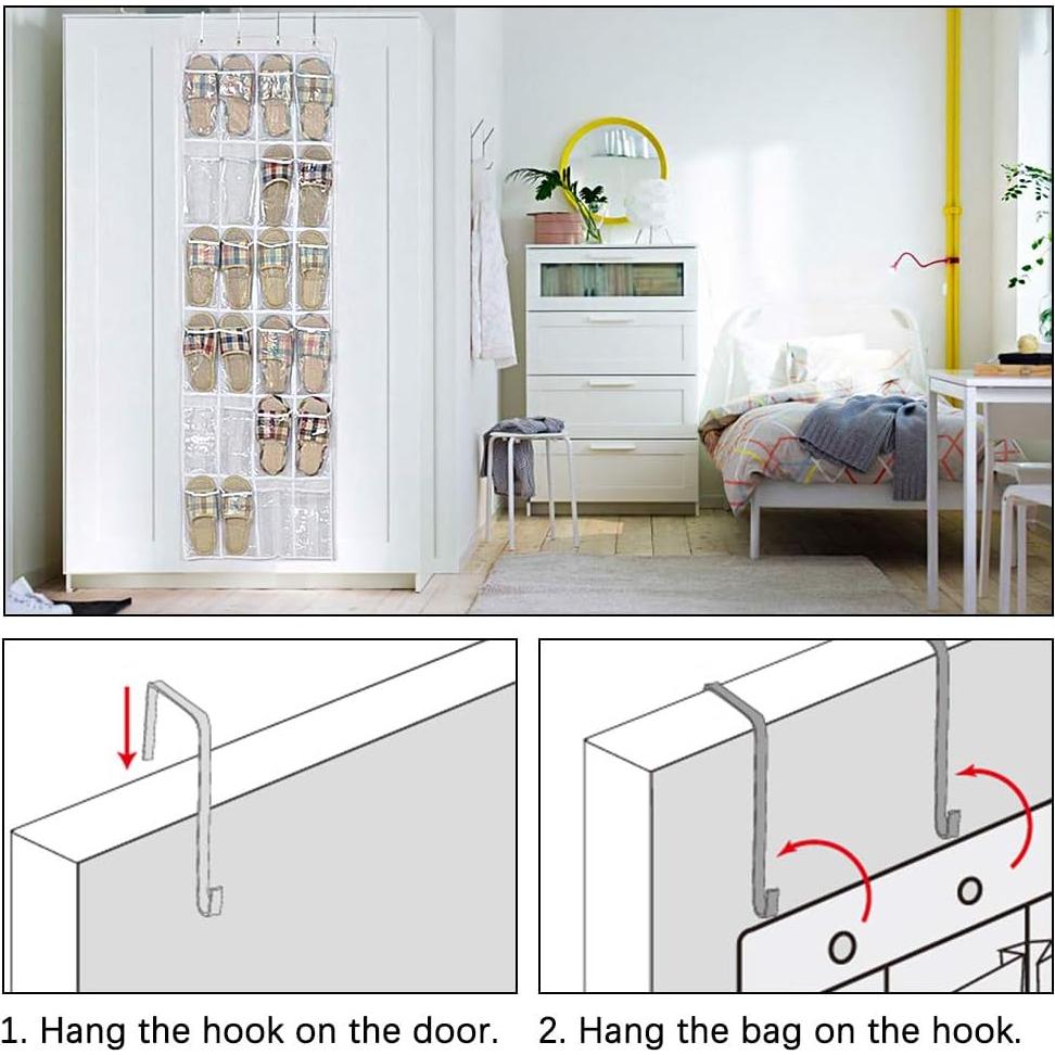 Organizador de Zapatos QUMENEY 24 Bolsillos Colgante 150x45cm