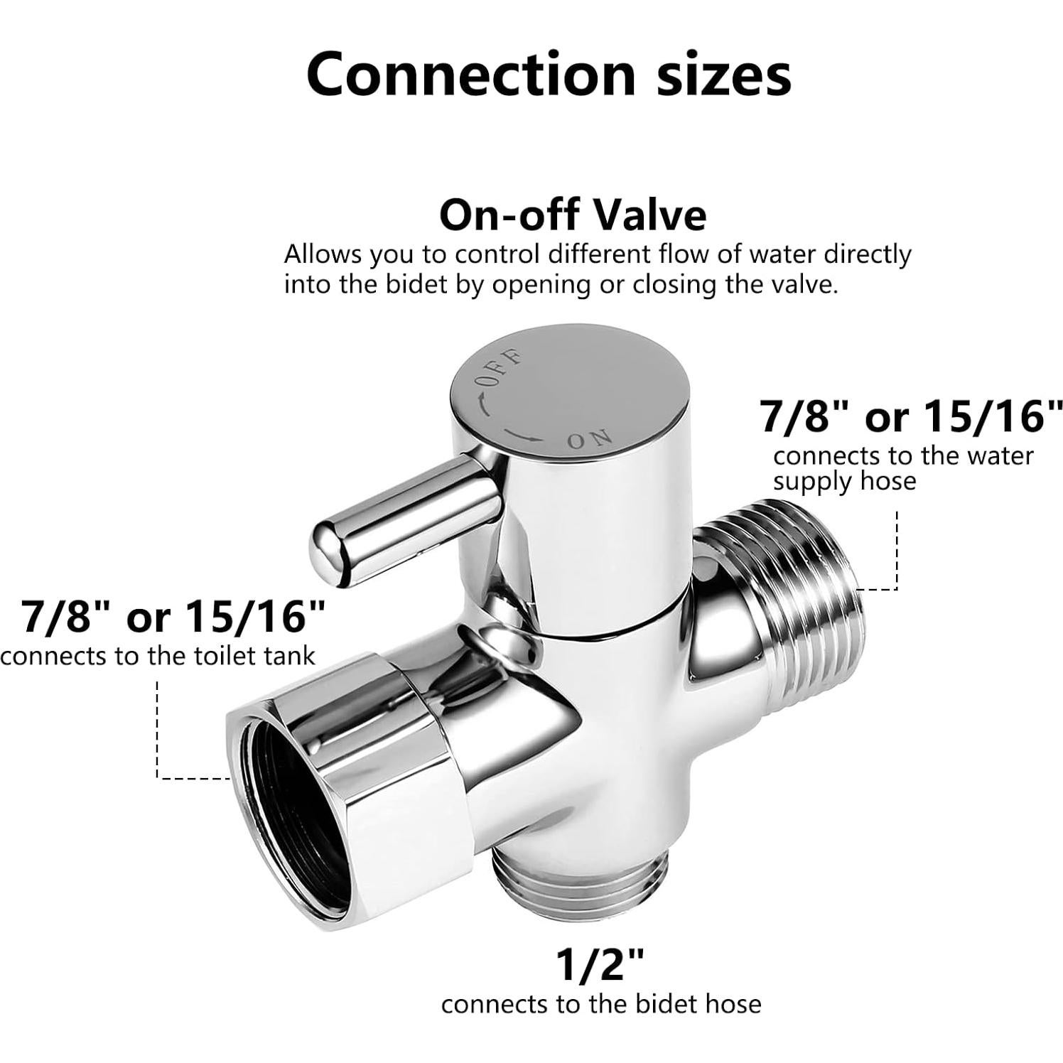 Adaptador T para Bidet SOMDARHK de Latón con Válvula de Cierre