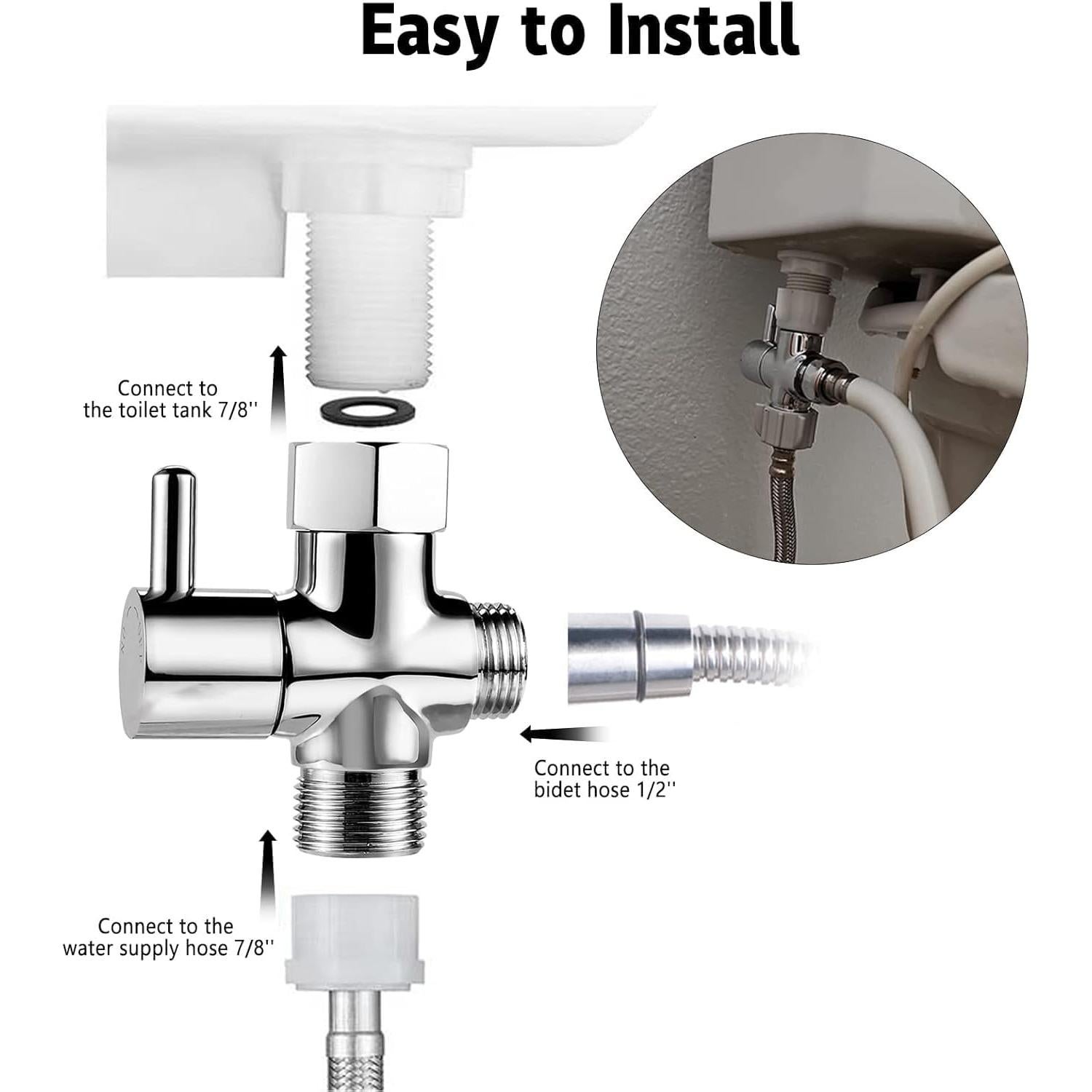 Adaptador T para Bidet SOMDARHK de Latón con Válvula de Cierre