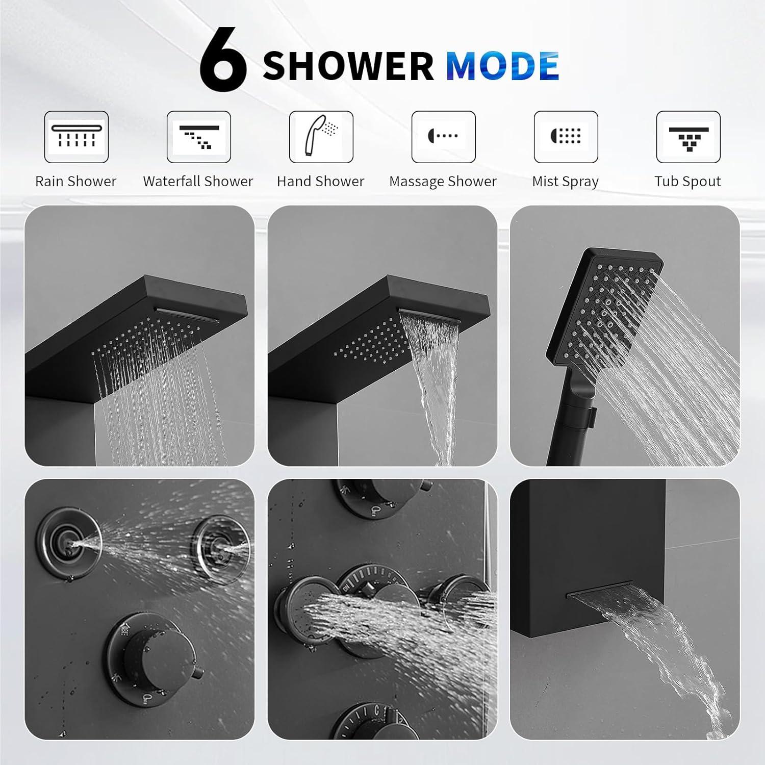 Panel de Ducha 5 en 1 BWE Acero Inoxidable Negro Mate