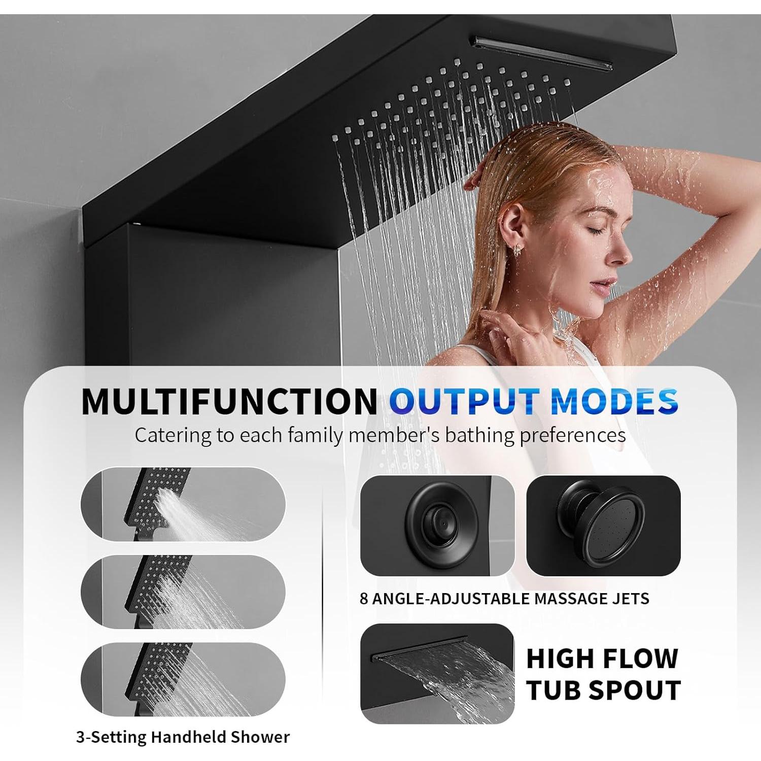 Panel de Ducha 5 en 1 BWE Acero Inoxidable Negro Mate