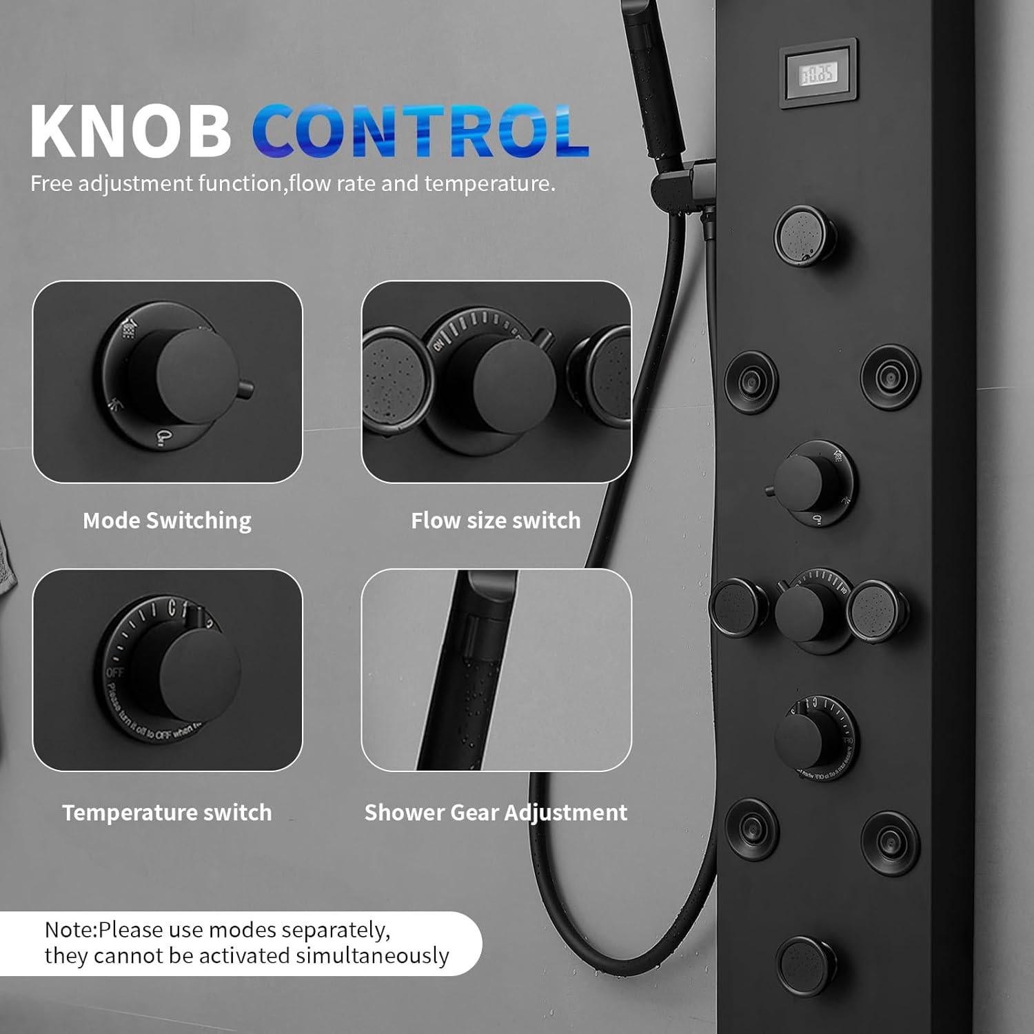 Panel de Ducha 5 en 1 BWE Acero Inoxidable Negro Mate