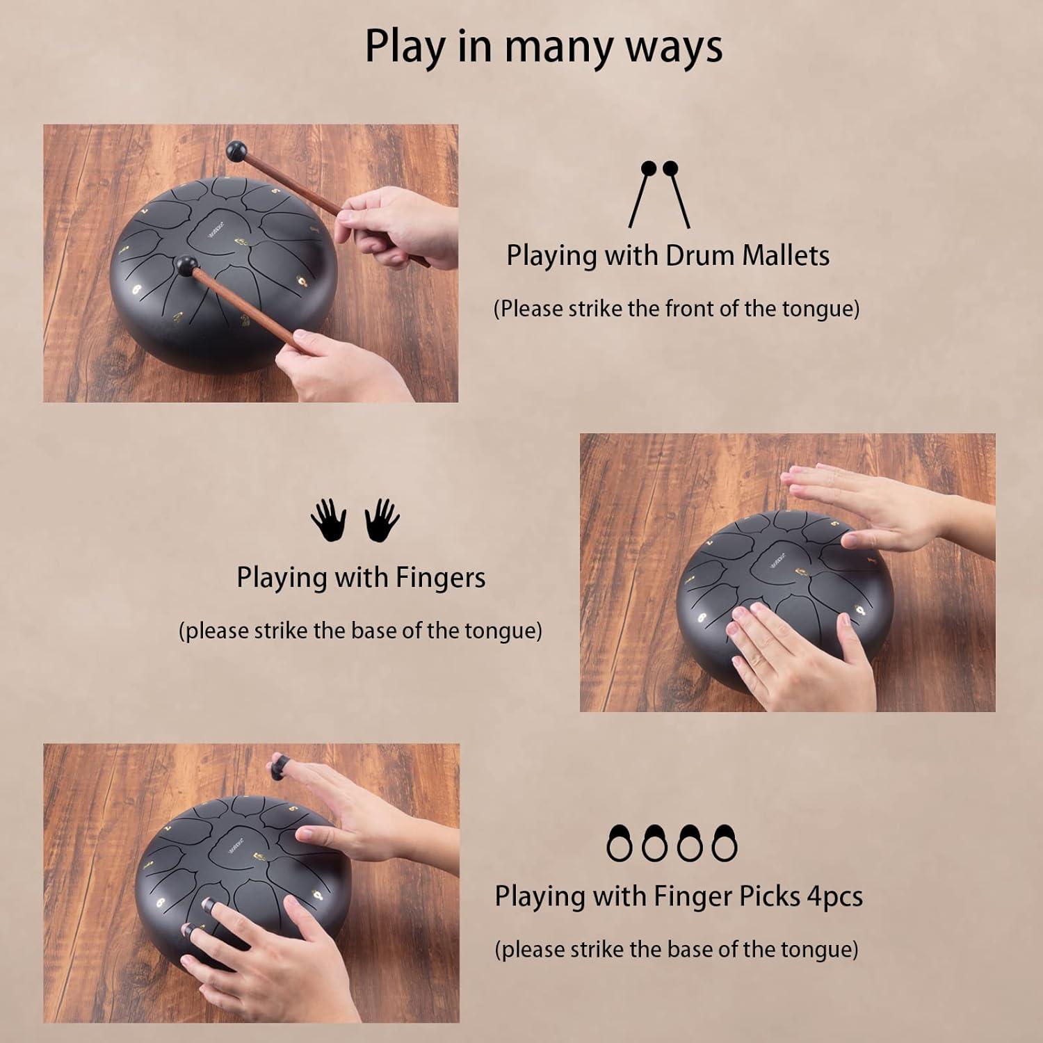 Tambor de Lluvia VixxNoxx 15.24 cm 8 Notas Acero para Meditación