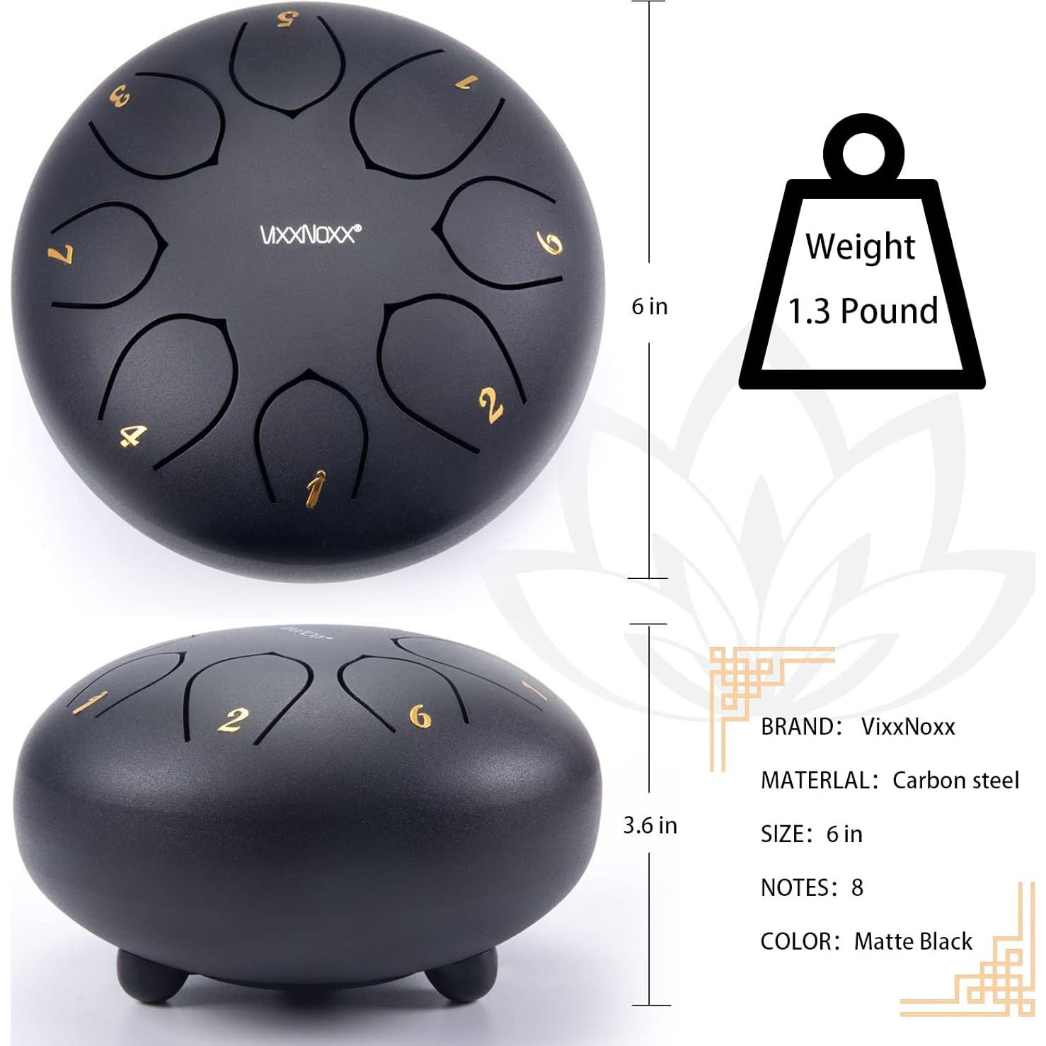 Tambor de Lluvia VixxNoxx 15.24 cm 8 Notas Acero para Meditación