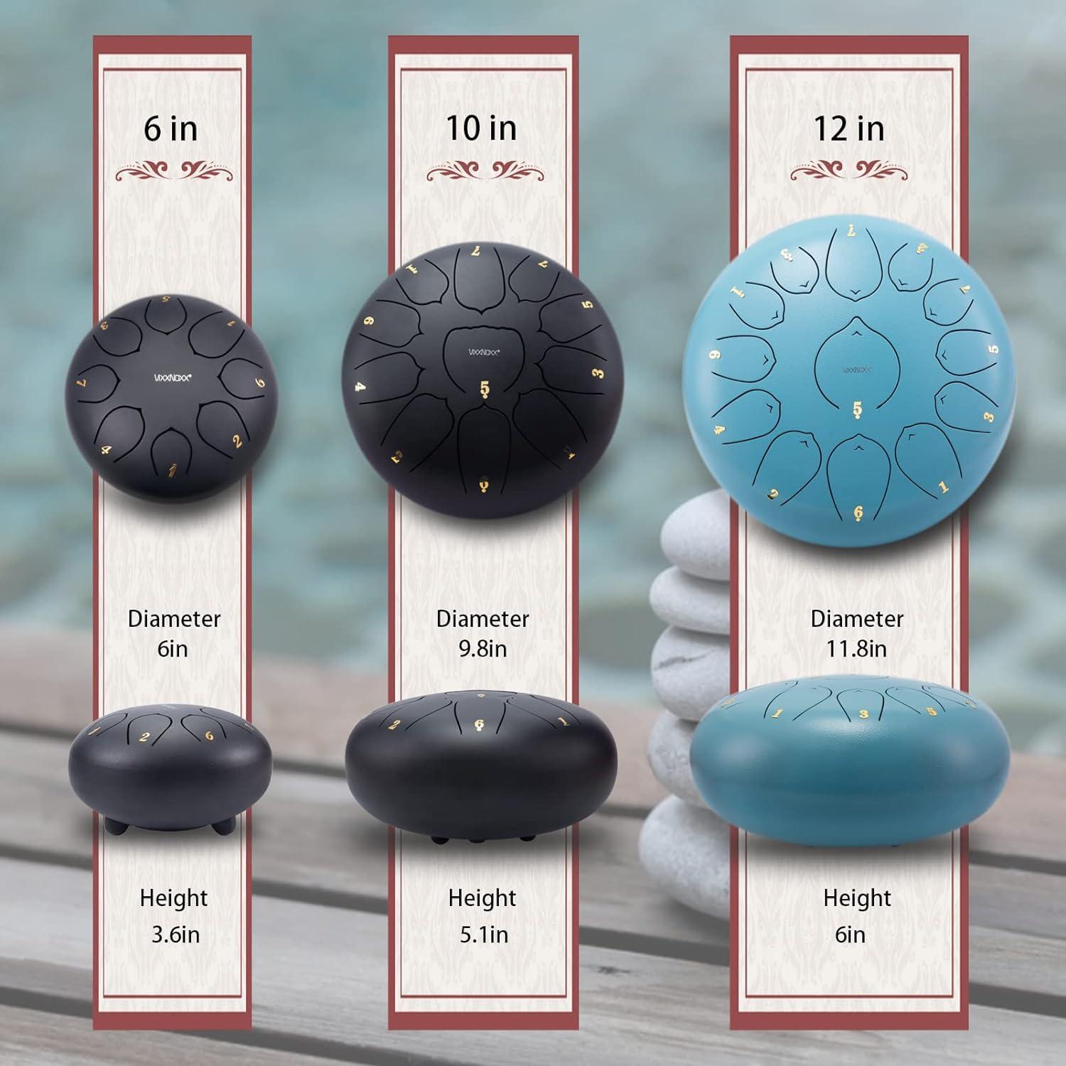 Tambor de Lluvia VixxNoxx 15.24 cm 8 Notas Acero para Meditación