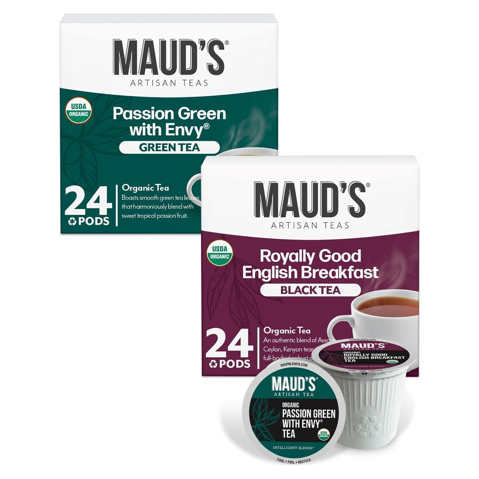 Paquete de Té Verde Pasi&oacute;n y Té Negro Org&aacute;nico Maud, 48 ct