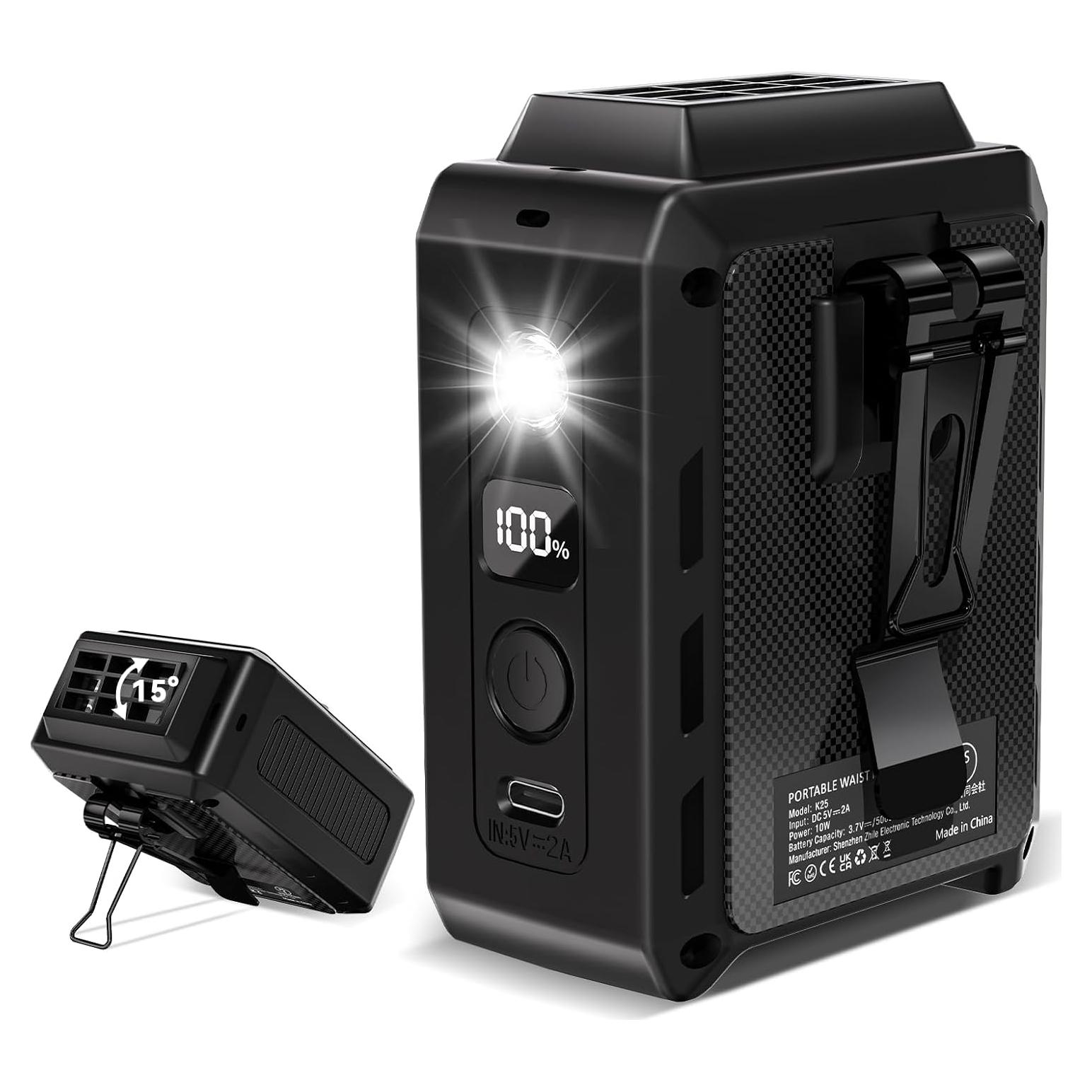 Ventilador de Cintura Portátil Morsisho K50 5000mAh 5 Velocidades