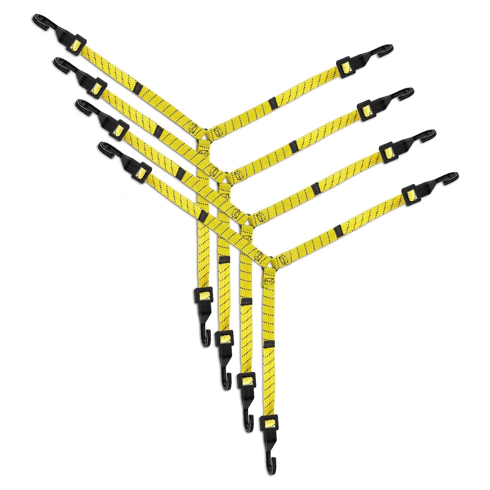 Cuerdas Bungee Ajustables LuckyStraps 76 cm 3 Vías Paquete de 4