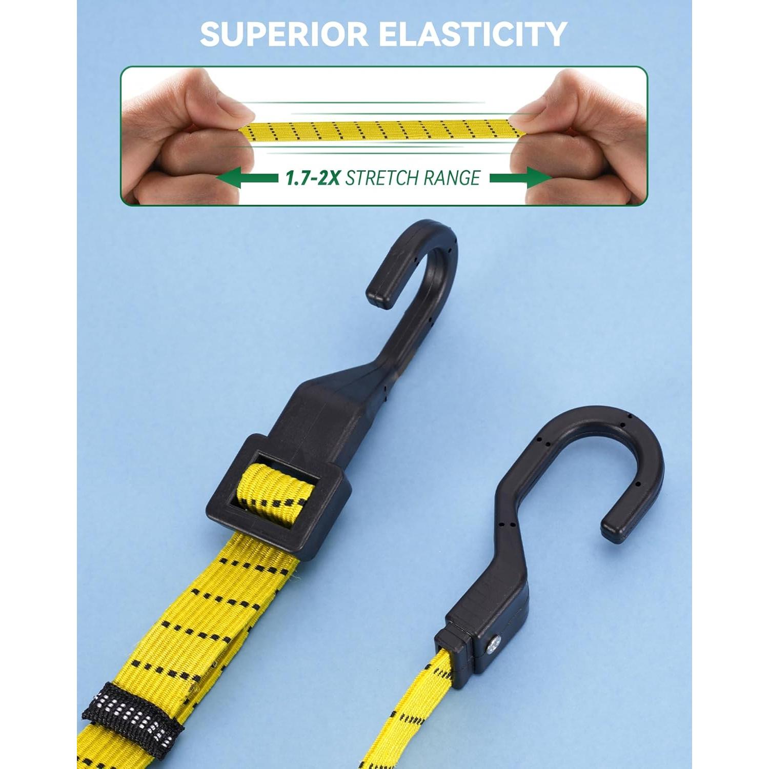 Cuerdas Bungee Ajustables LuckyStraps 76 cm 3 Vías Paquete de 4