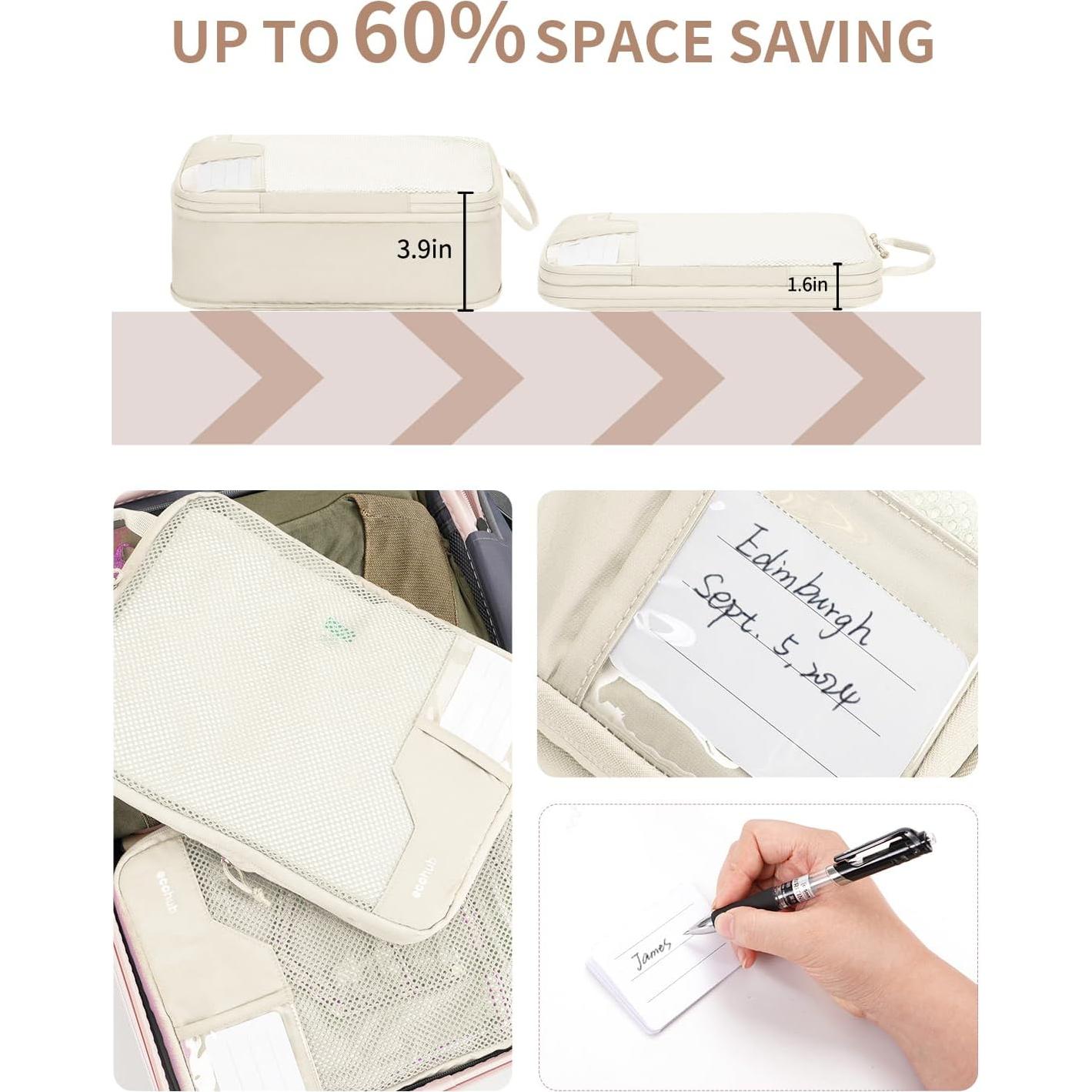 Cubos de Empaque ECOHUB Set de 4 para Viaje 40.9x30.0 cm