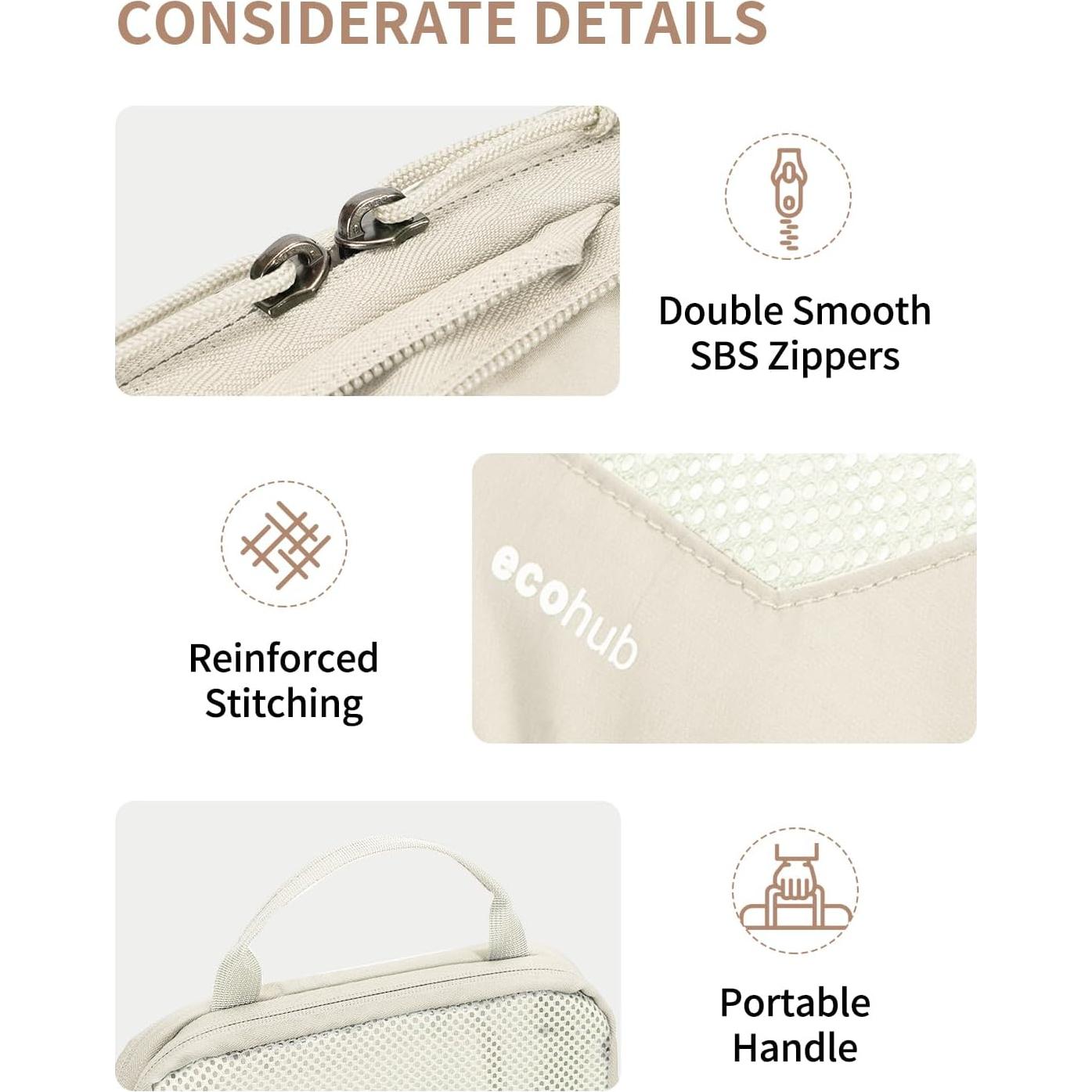 Cubos de Empaque ECOHUB Set de 4 para Viaje 40.9x30.0 cm