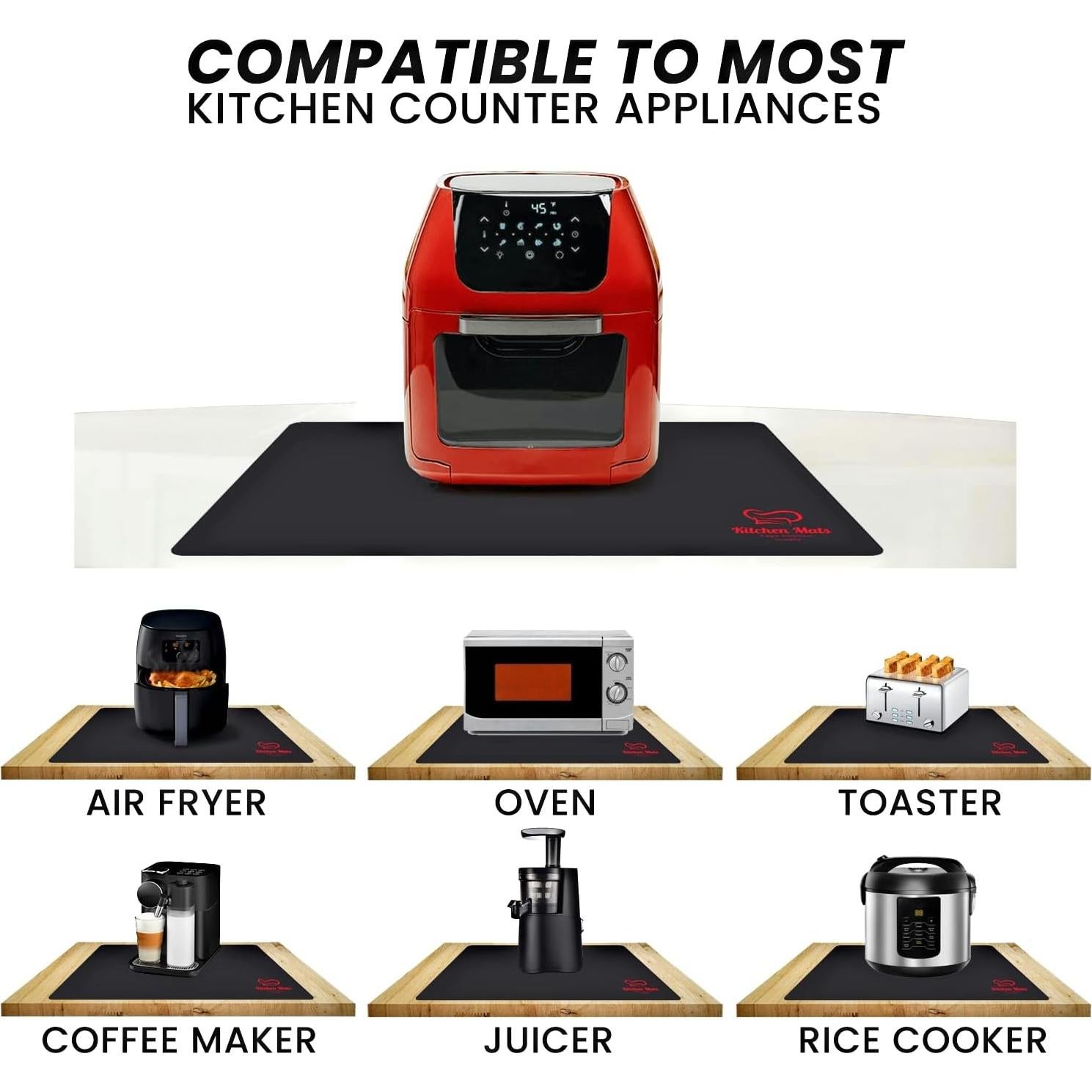 Alfombrilla Resistente al Calor Jage Kitchen 58.4x38.1cm Silicona Negra