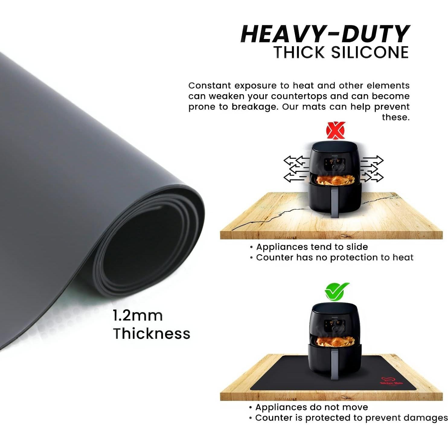 Alfombrilla Resistente al Calor Jage Kitchen 58.4x38.1cm Silicona Negra