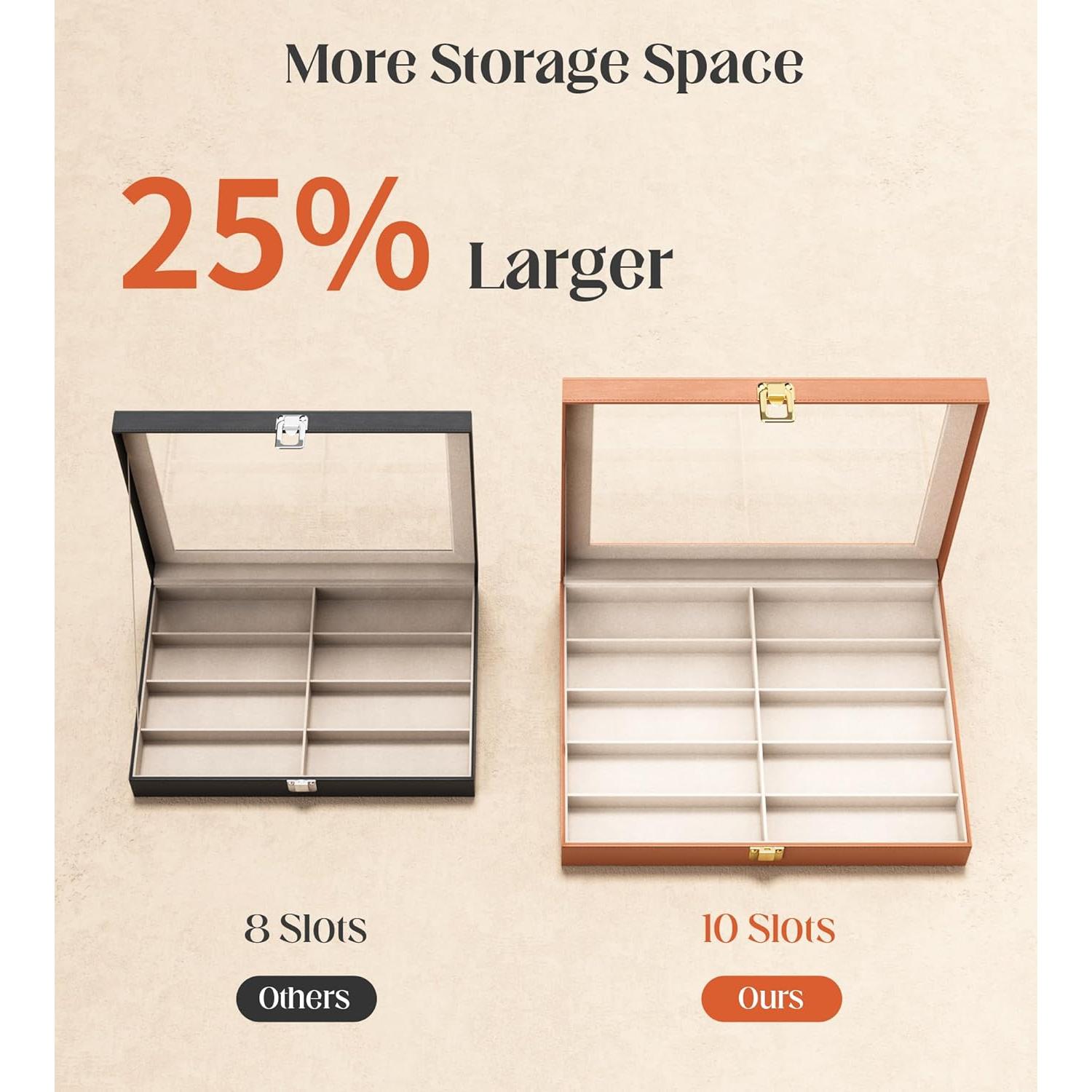 Caja de Almacenamiento para Gafas Sensok - 10 Compartimentos Marrón