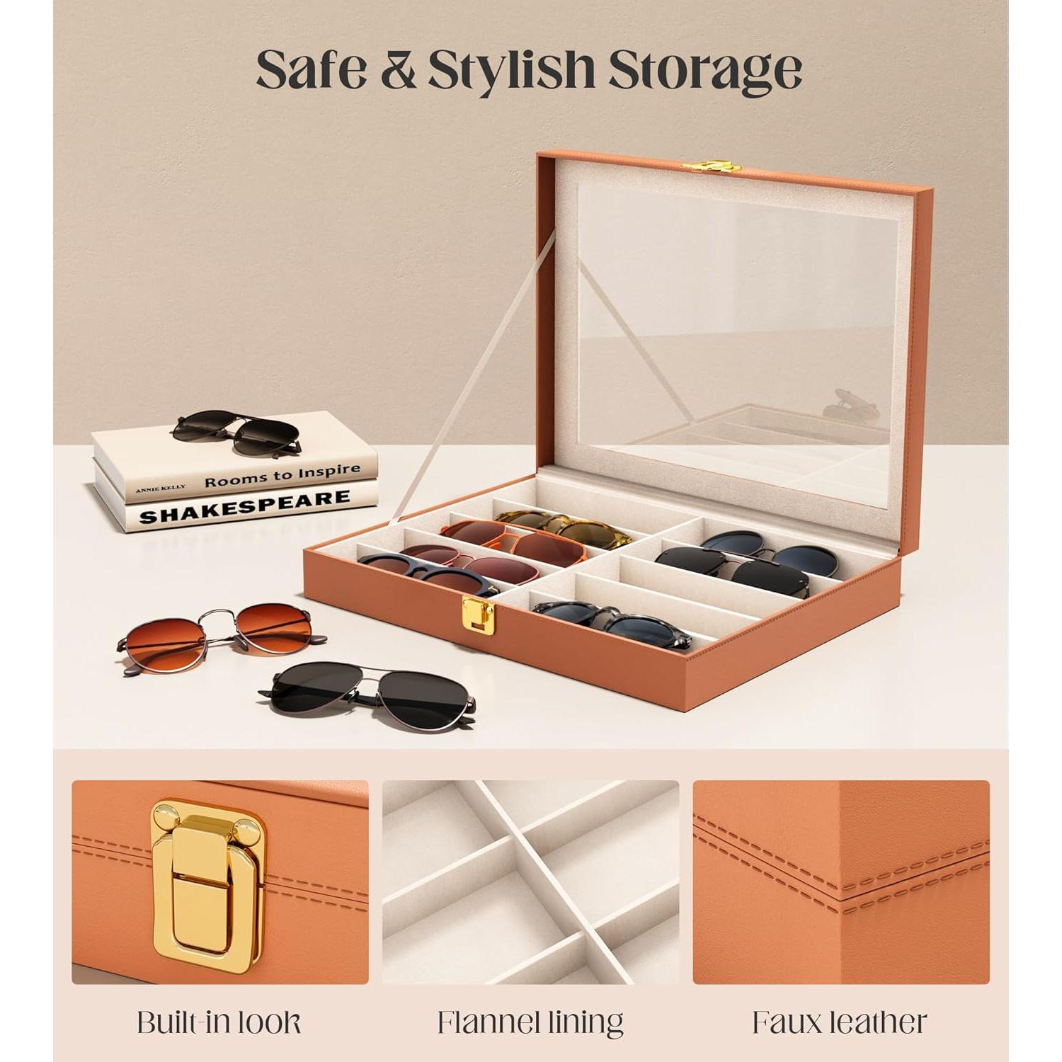 Caja de Almacenamiento para Gafas Sensok - 10 Compartimentos Marrón