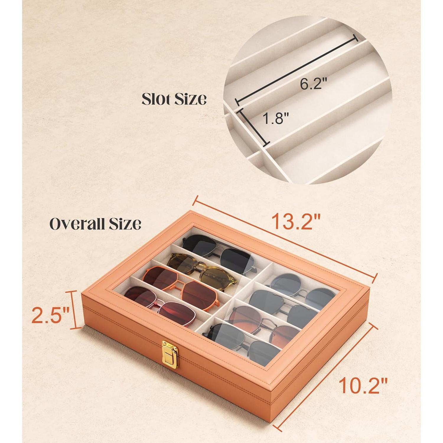 Caja de Almacenamiento para Gafas Sensok - 10 Compartimentos Marrón