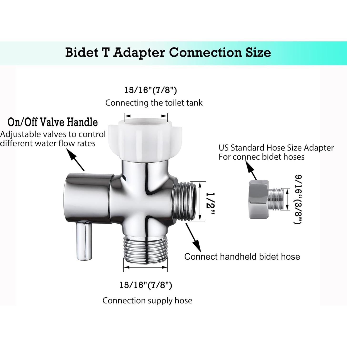 Adaptador T para Bidet Walkinginrain de Latón 3 Vías 22.2mm
