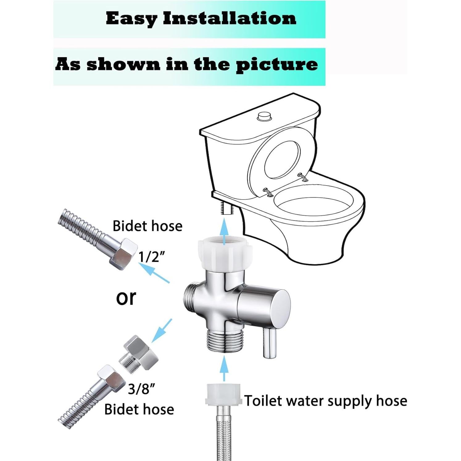 Adaptador T para Bidet Walkinginrain de Latón 3 Vías 22.2mm