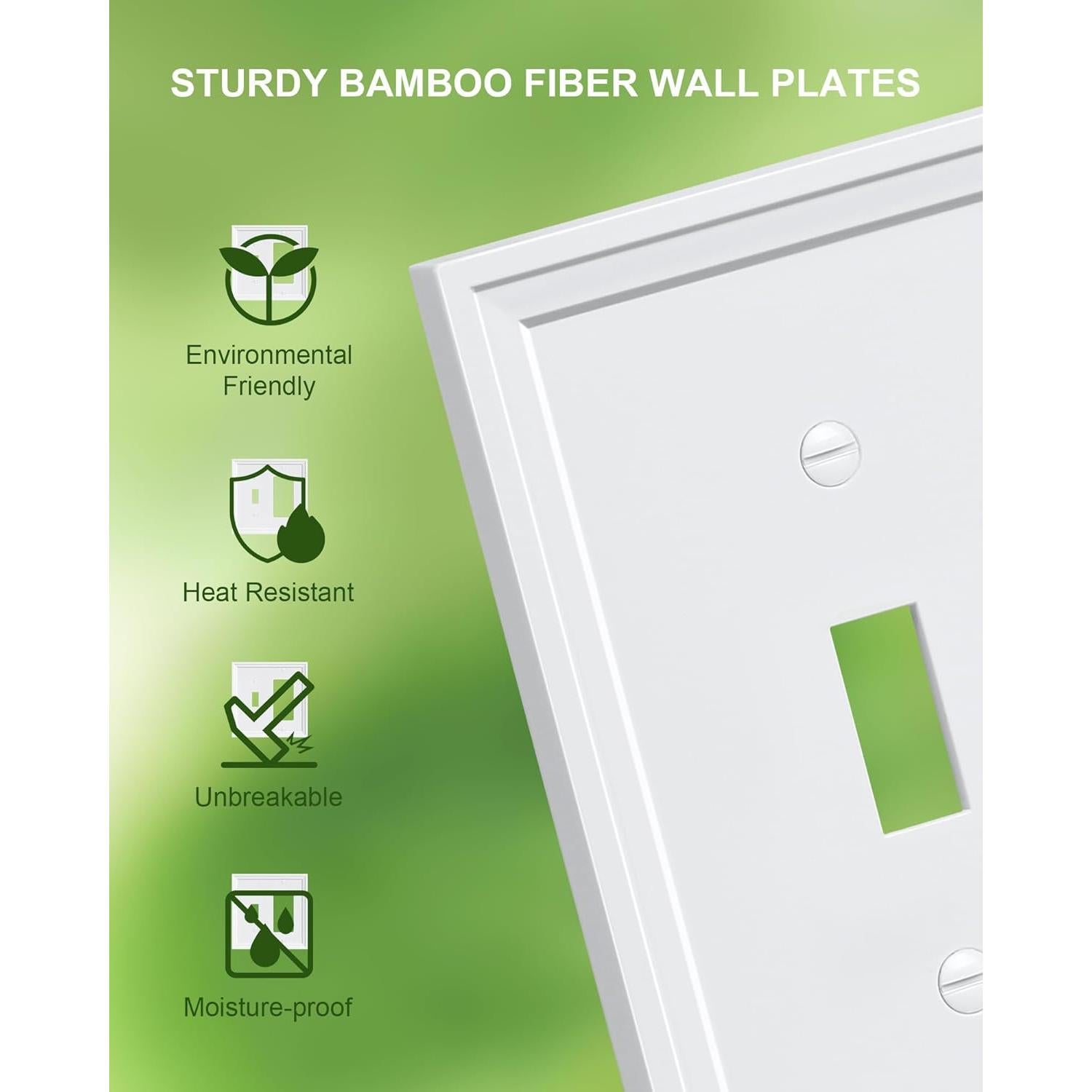 Placas de Interruptor y Enchufe de Bambú Treewell - 2 Piezas