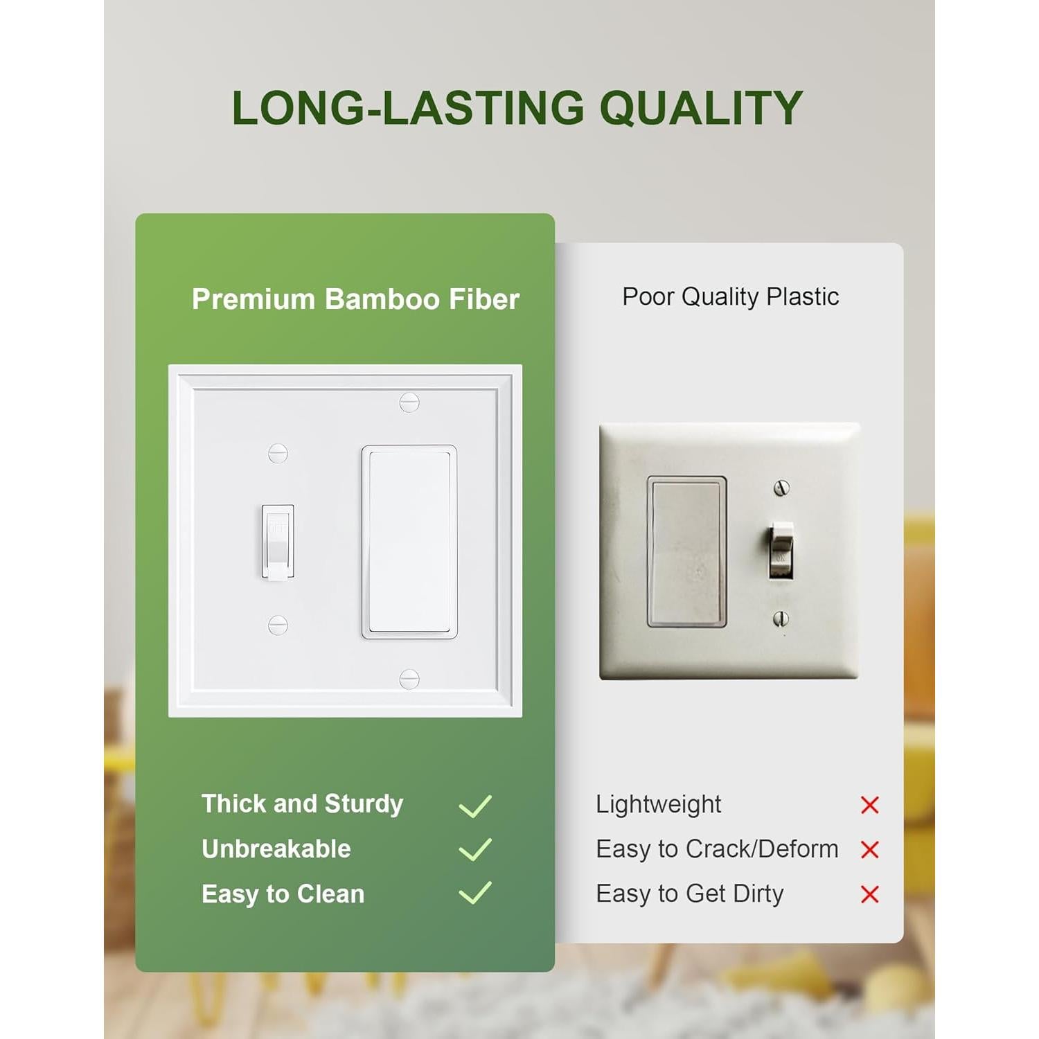 Placas de Interruptor y Enchufe de Bambú Treewell - 2 Piezas