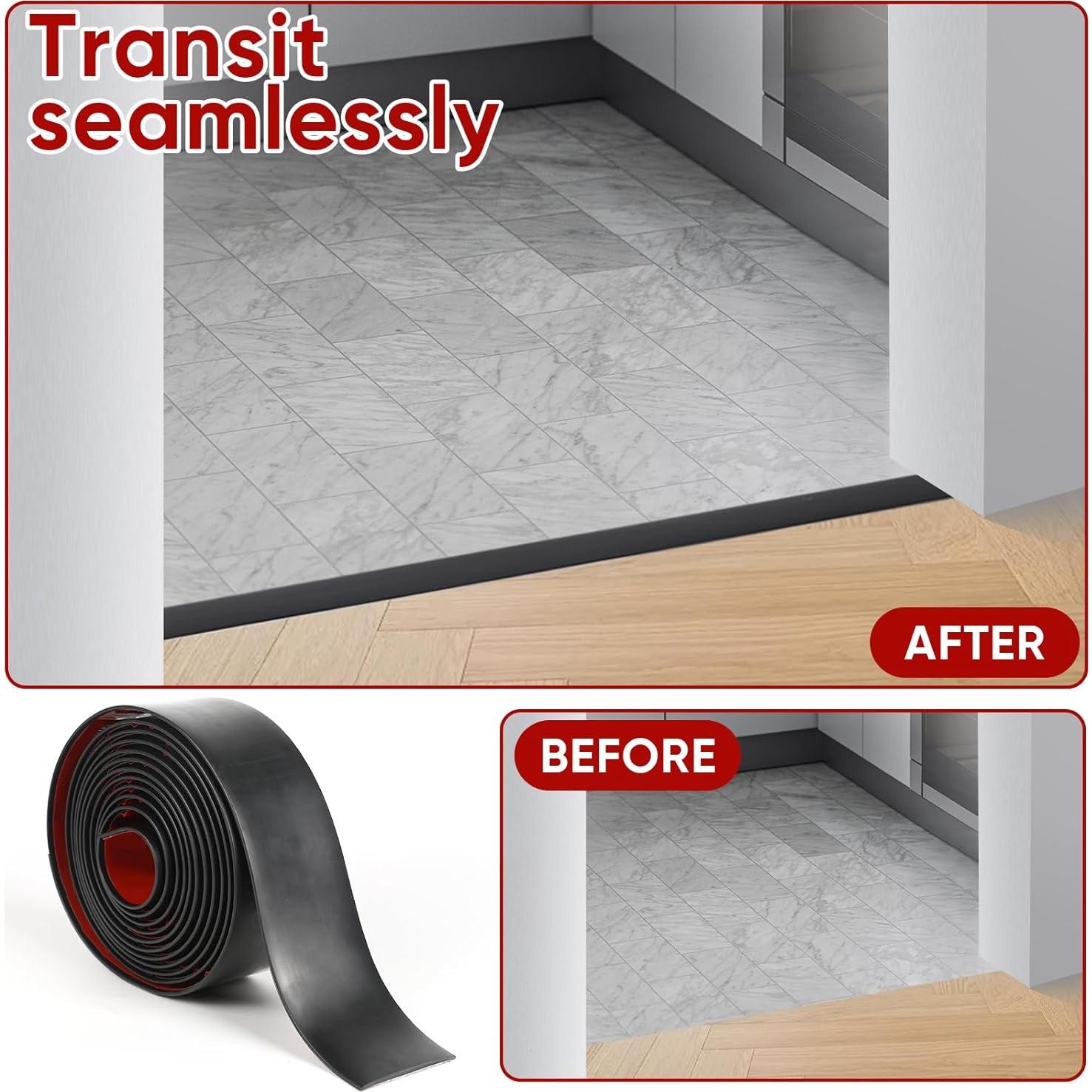 Tira de Transición de Piso Autoadhesiva Danlaila 5 cm x 3 m Negra