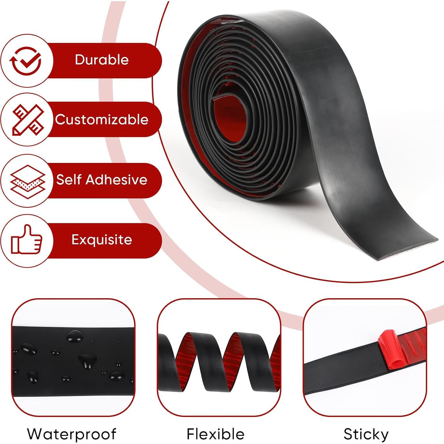 Tira de Transición de Piso Autoadhesiva Danlaila 5 cm x 3 m Negra