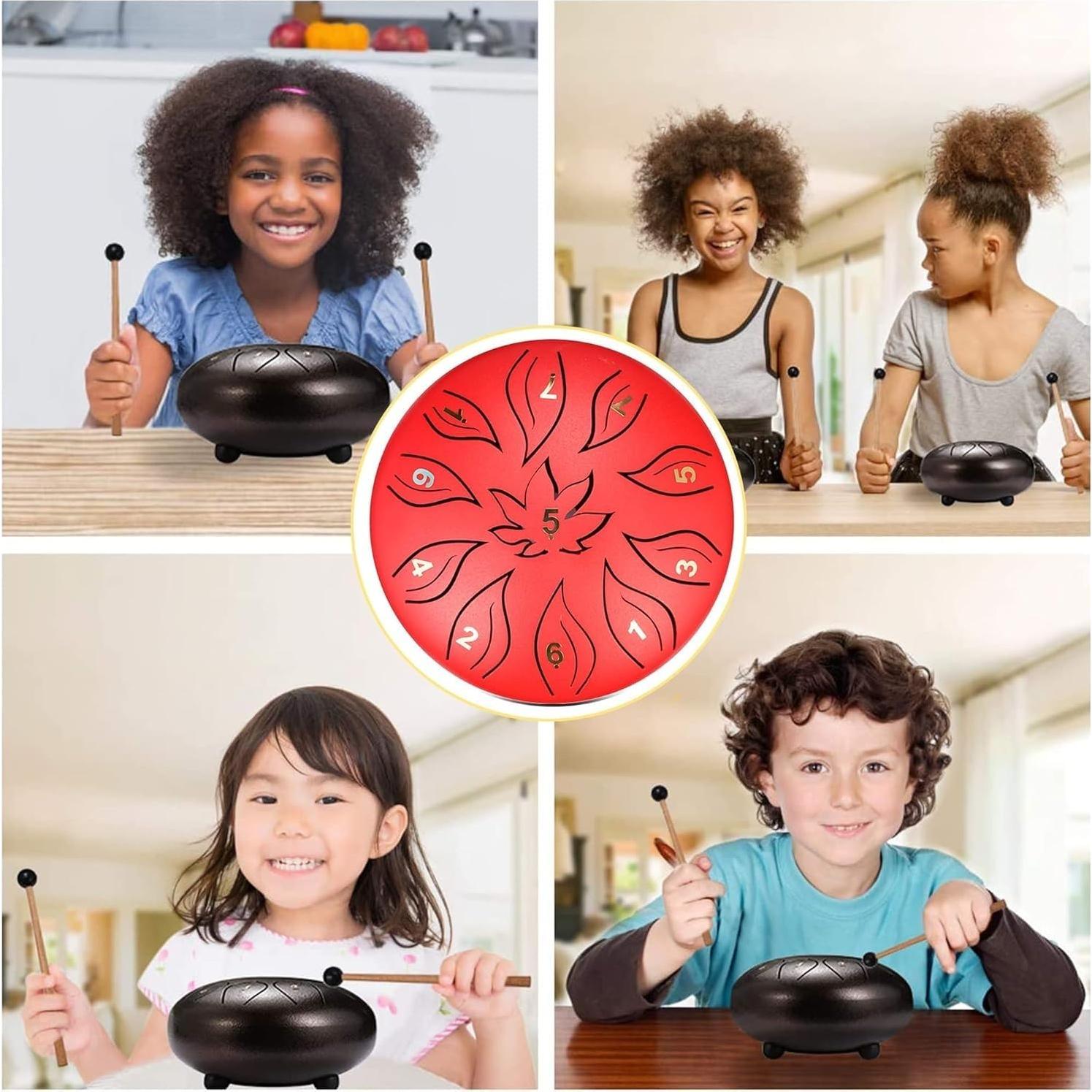 Tambor de Lengua de Acero 15.24 cm 11 Tonos Negro con Mallets