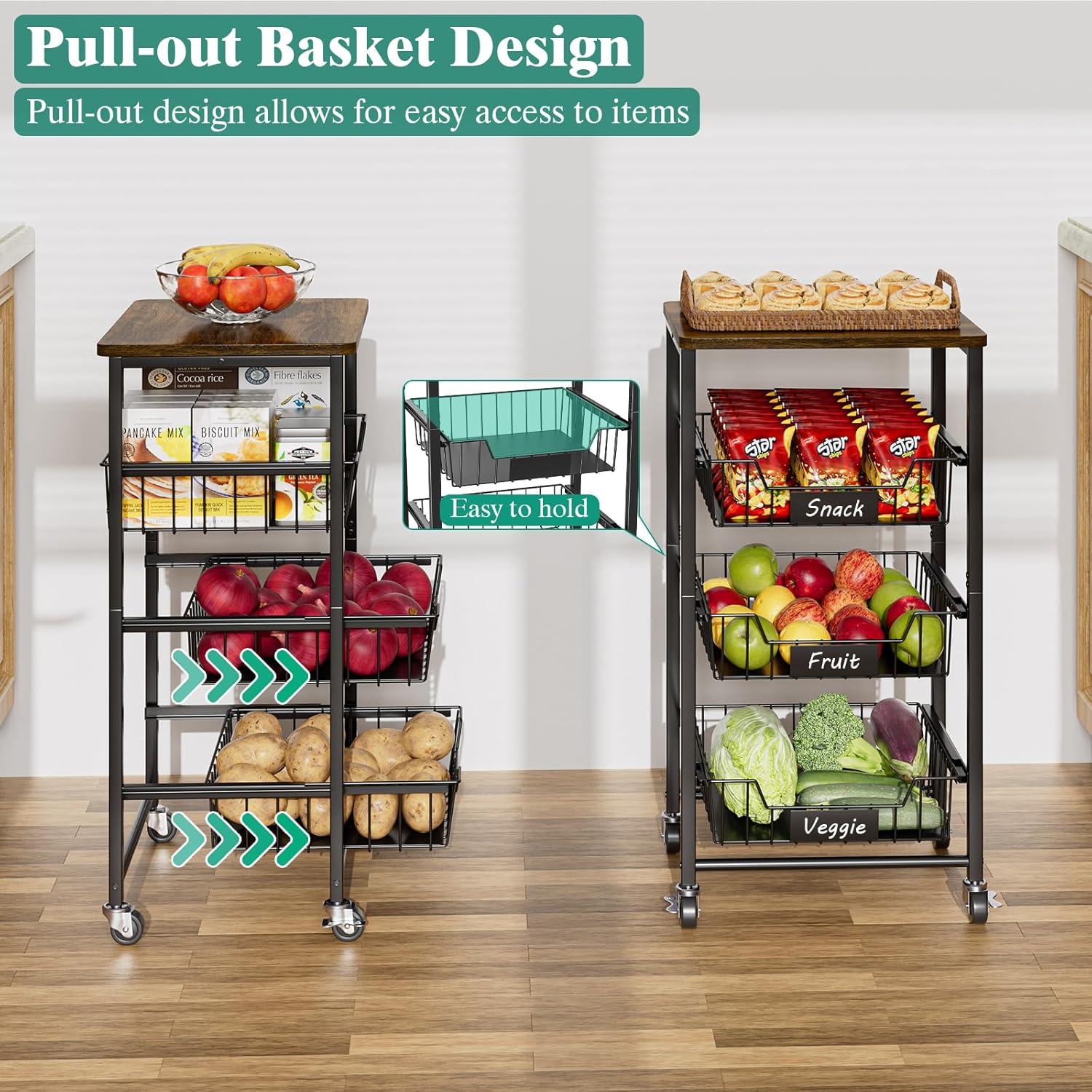 Carrito de Almacenamiento Giwil 4 Niveles con Cajón Negro