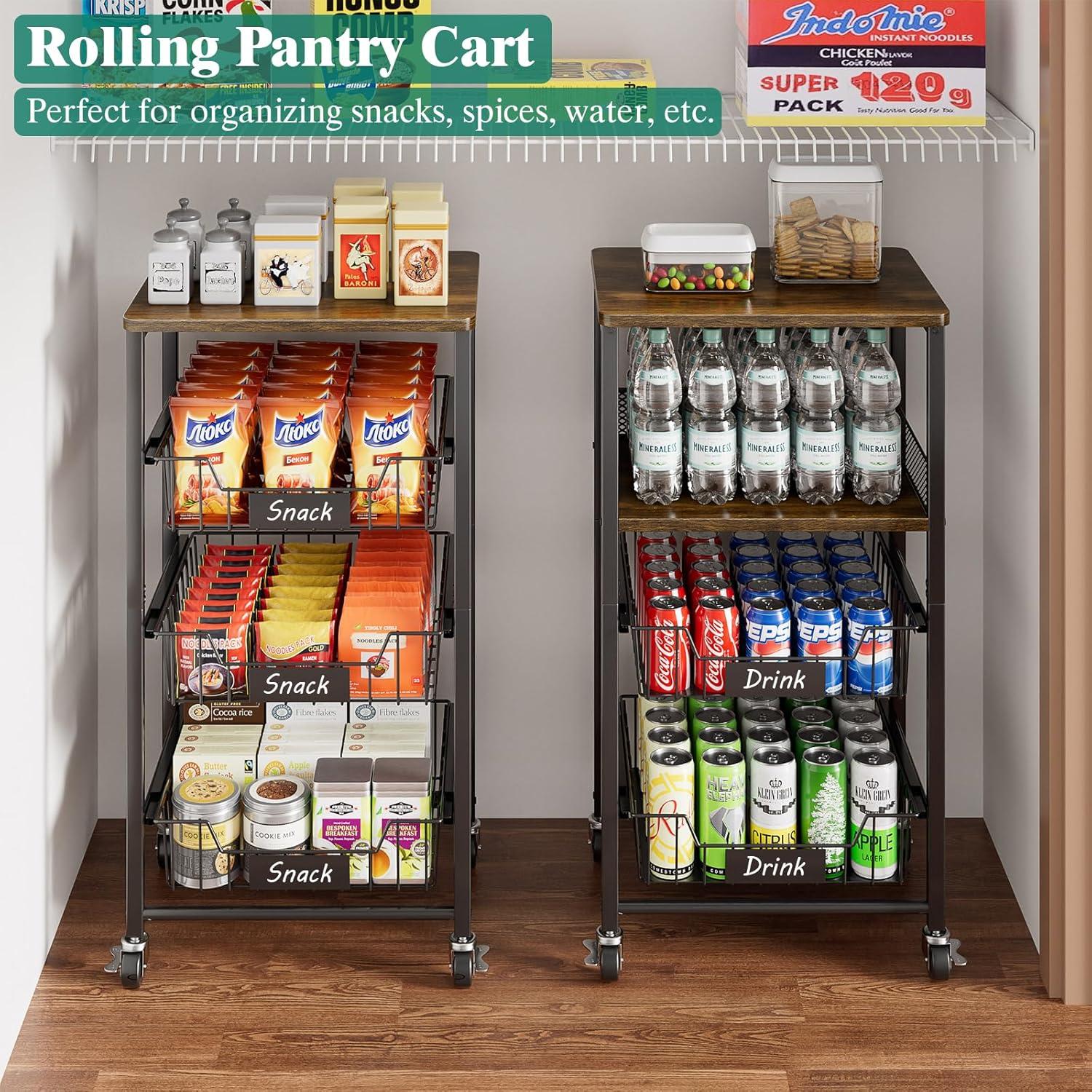 Carrito de Almacenamiento Giwil 4 Niveles con Cajón Negro