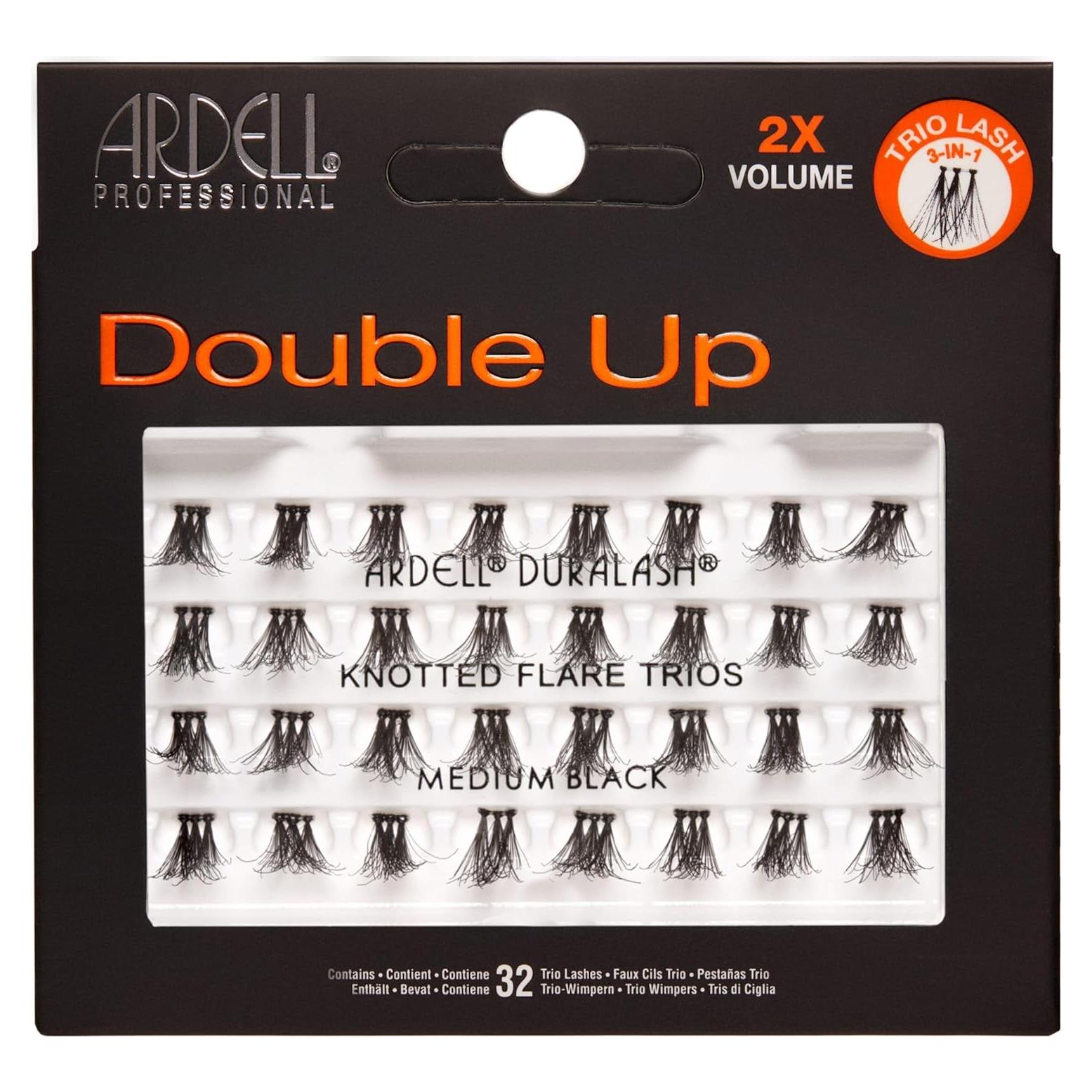 Pestañas Ardell Double Up Trios Negros Medios - 32 Piezas