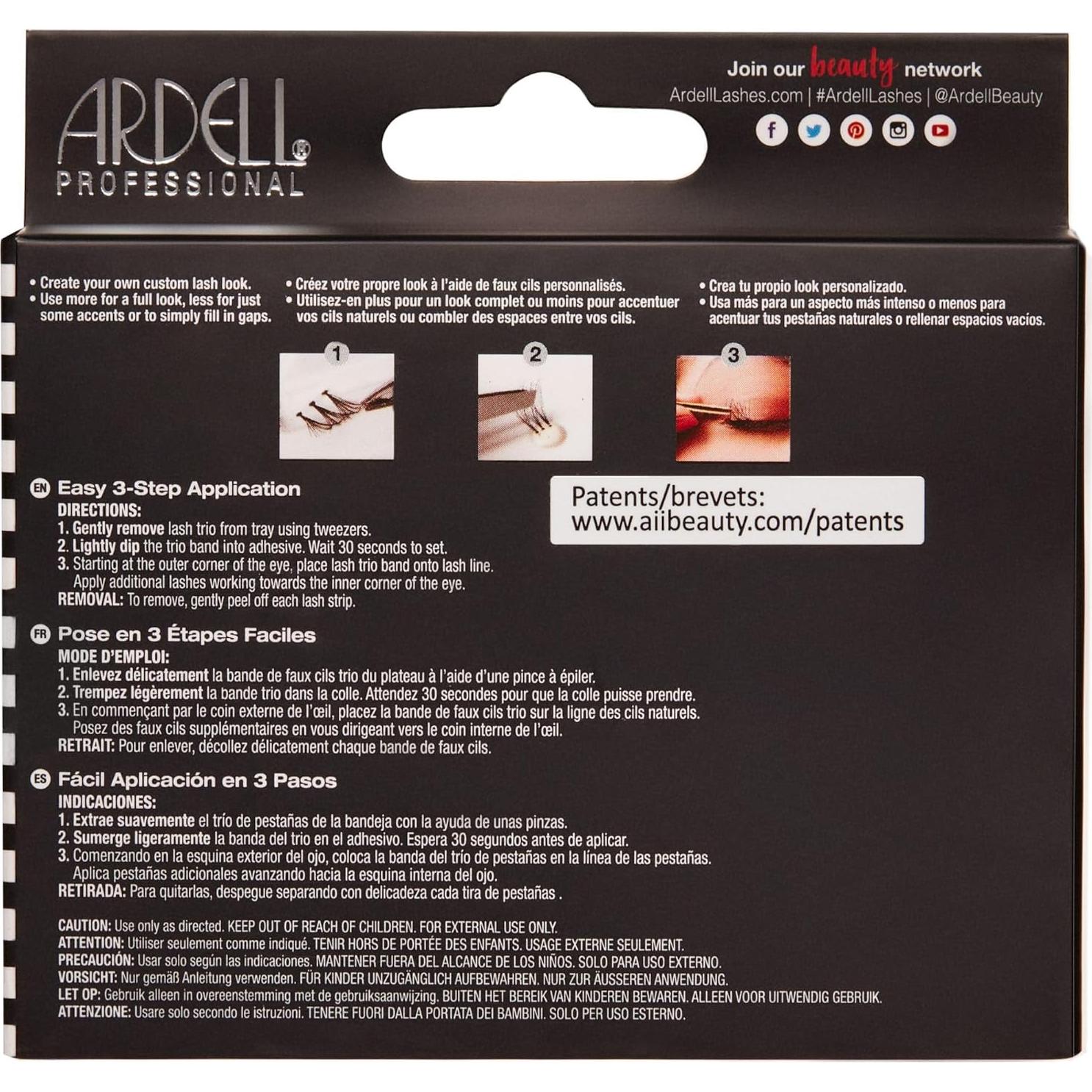 Pestañas Ardell Double Up Trios Negros Medios - 32 Piezas