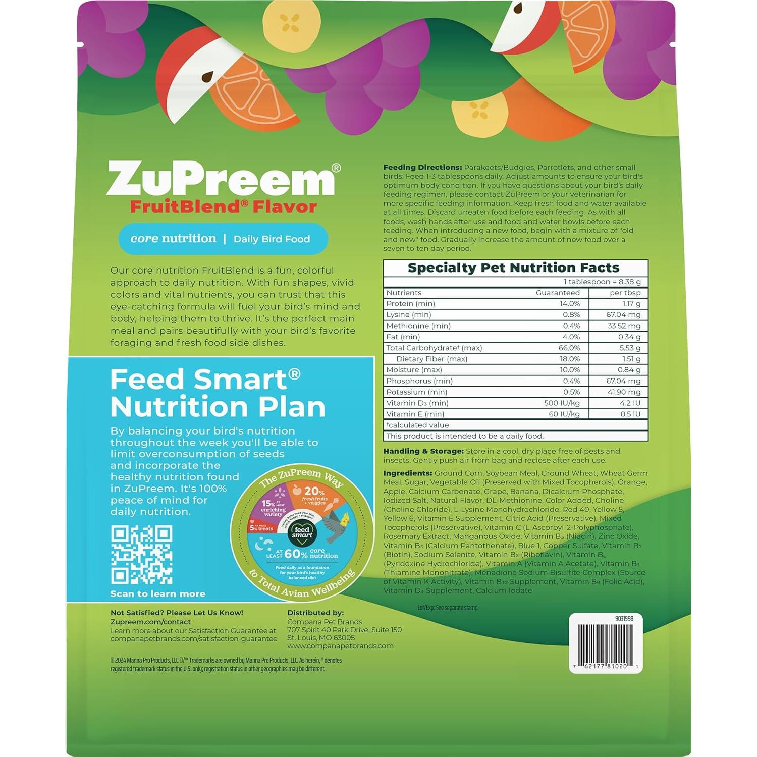 Pellets de Frutas ZuPreem 0.91 kg para Periquitos y Aves Pequeñas