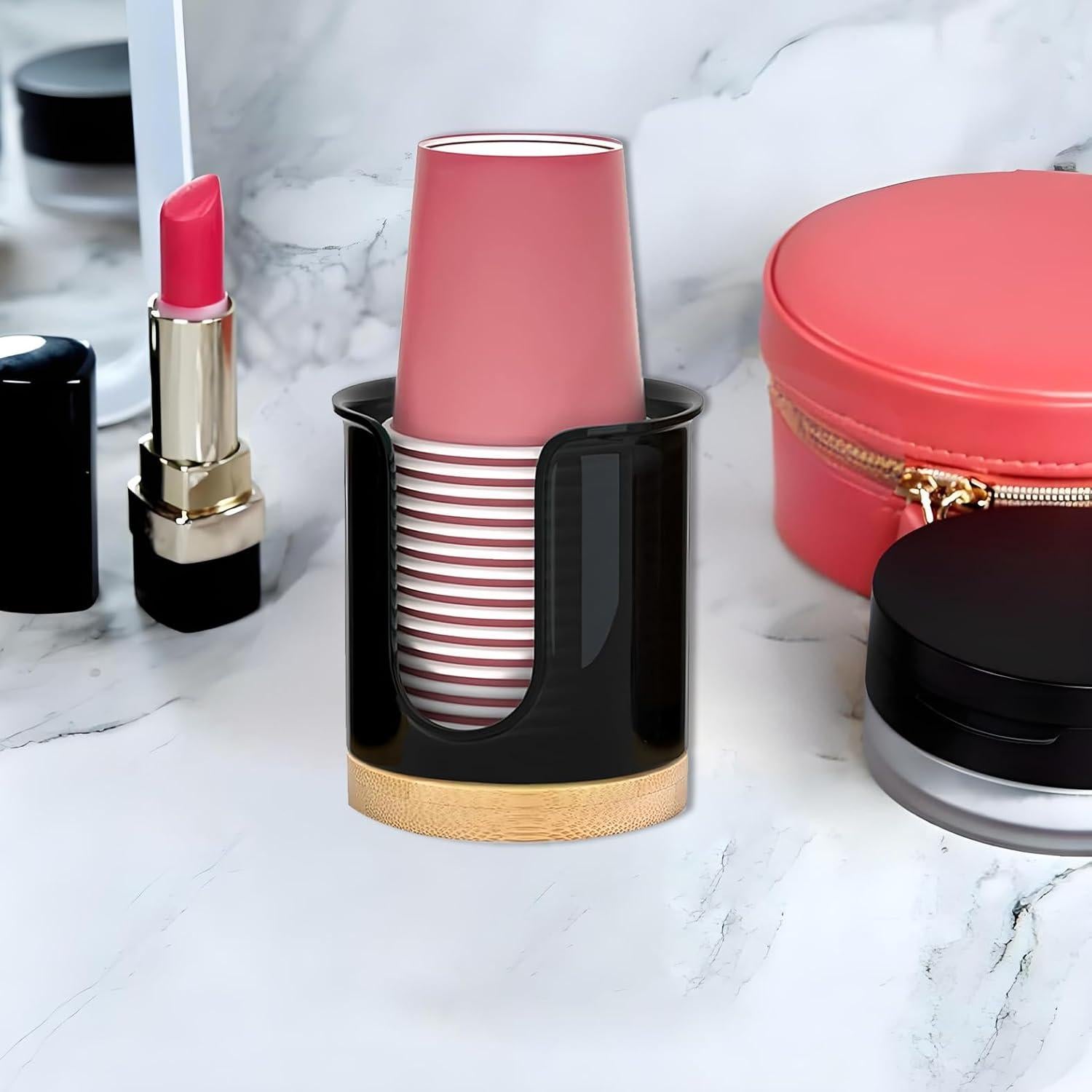 Dispensador de vasos de baño cerámica negra Votuyet 9.09x7.19 cm