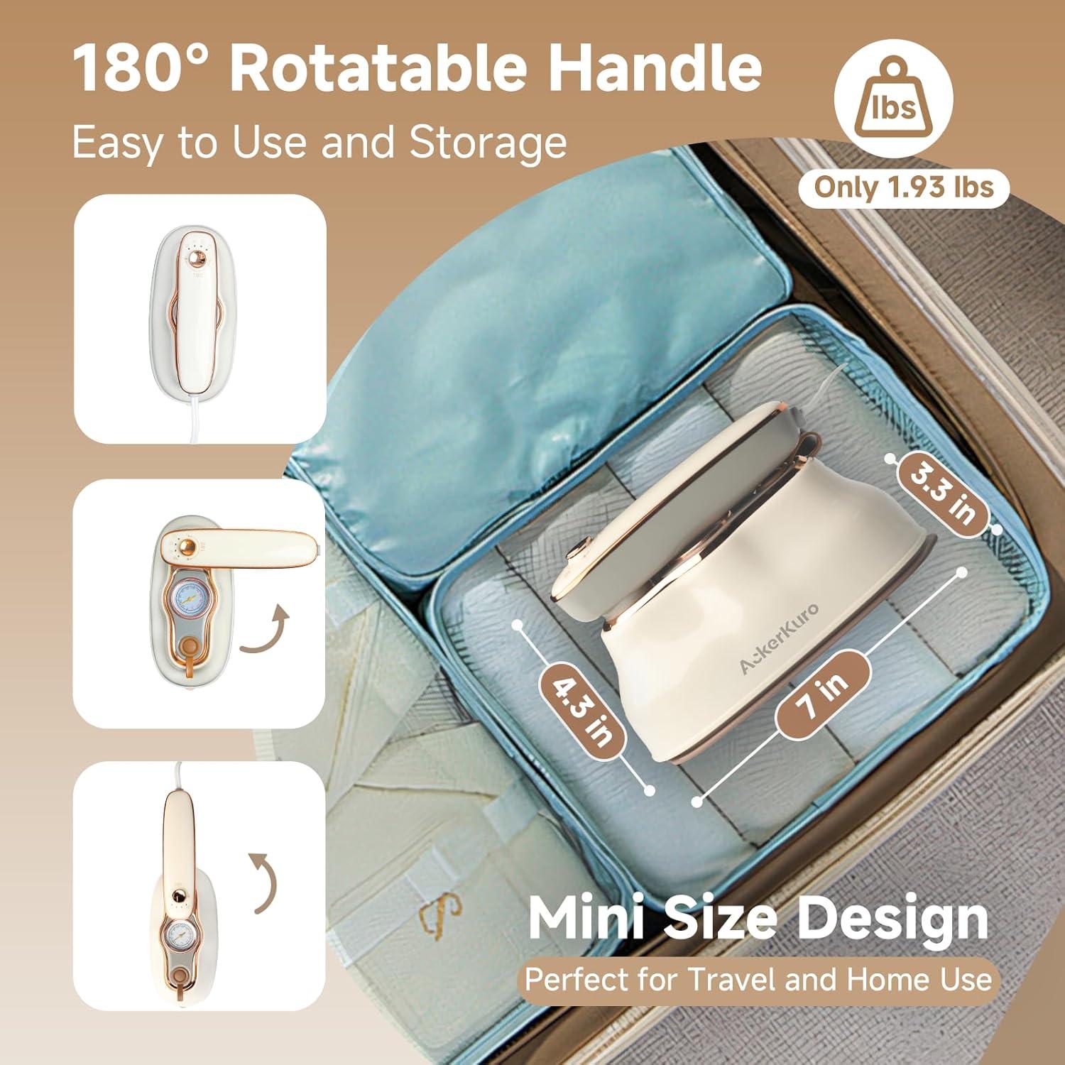 Vaporera de Viaje AckerKuro HX-6218 1200W 200ml Beige