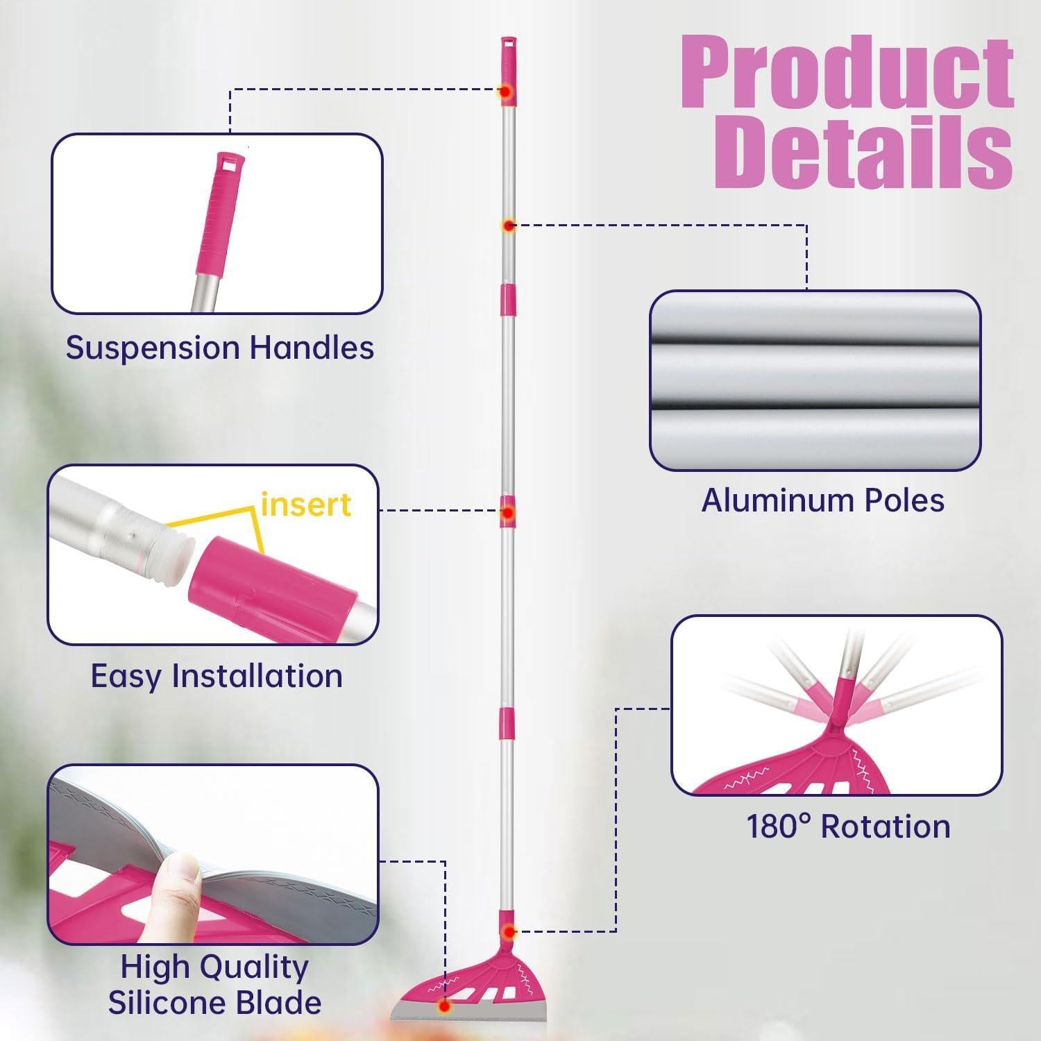 Cepillo Limpiador de Juntas UNCLE ROCK con Mango Largo 152 cm Rosa