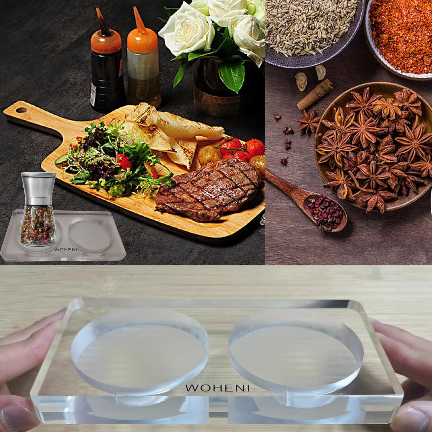 Bandeja Acrílica para Molinillos de Sal y Pimienta WOHENI 17x9 cm