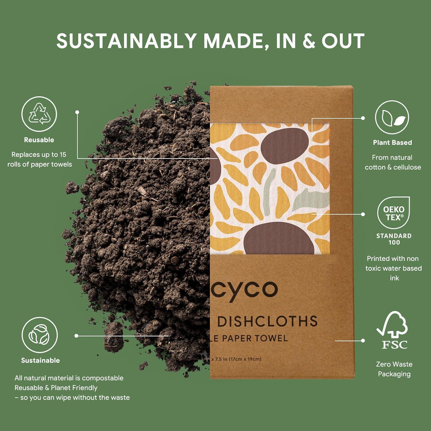 Paños de Cocina Suecos RECYCO | 6 Piezas Ecológicas 17.78x20.32 cm