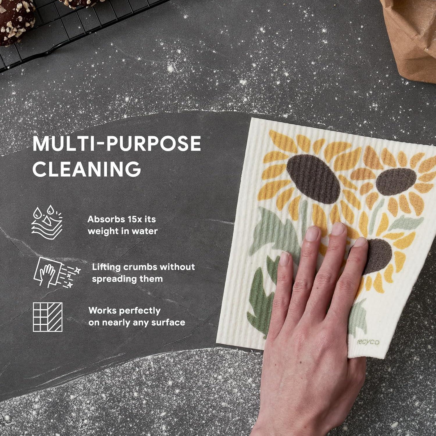 Paños de Cocina Suecos RECYCO | 6 Piezas Ecológicas 17.78x20.32 cm