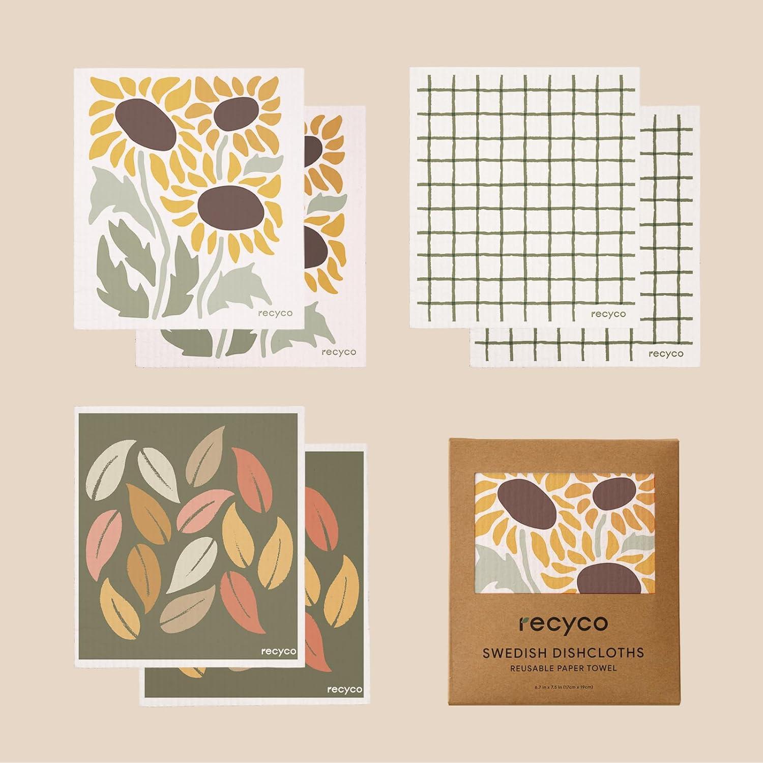 Paños de Cocina Suecos RECYCO | 6 Piezas Ecológicas 17.78x20.32 cm