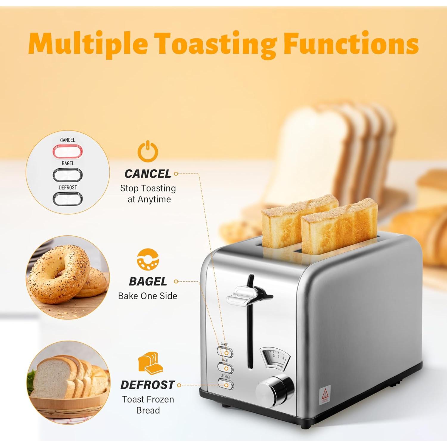 Tostadora HealSmart Acero Inoxidable 2 Rebanadas Plata