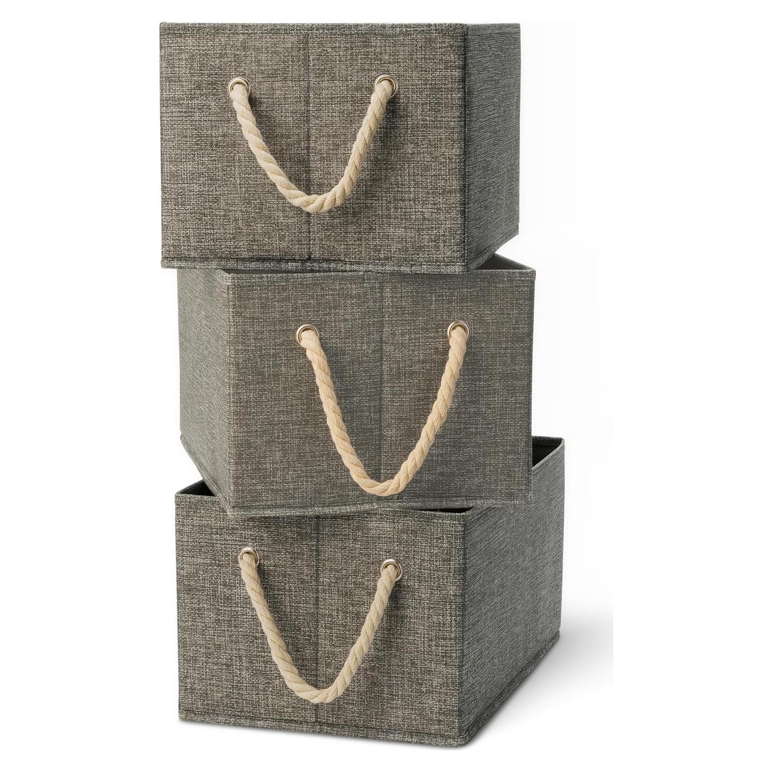 Cajas de Almacenamiento Plegables Amazon Basics 3 Pzas Carbón