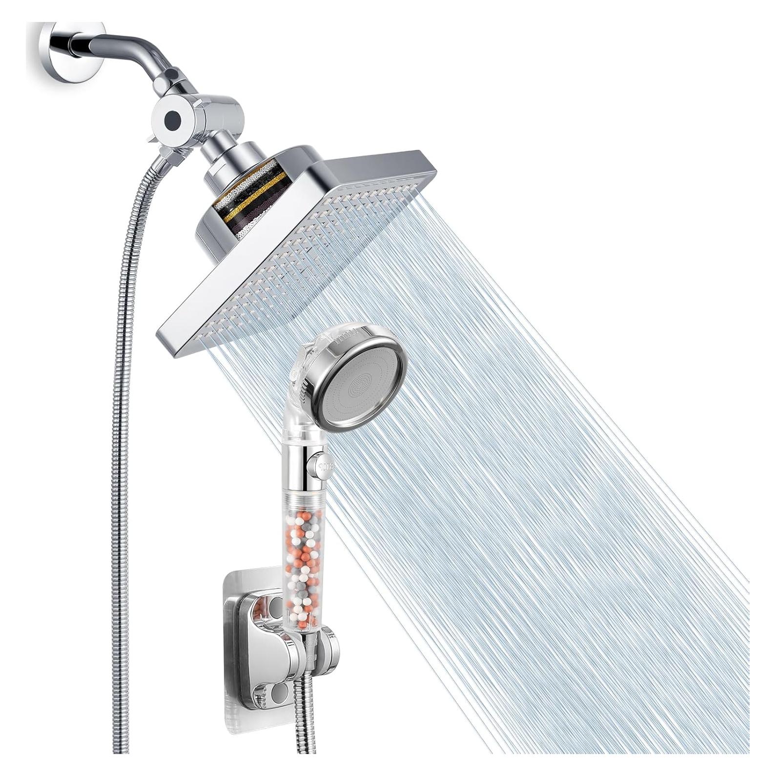 Cabezal de Ducha Filtrado Nuodan 6" Cromo Alta Presión