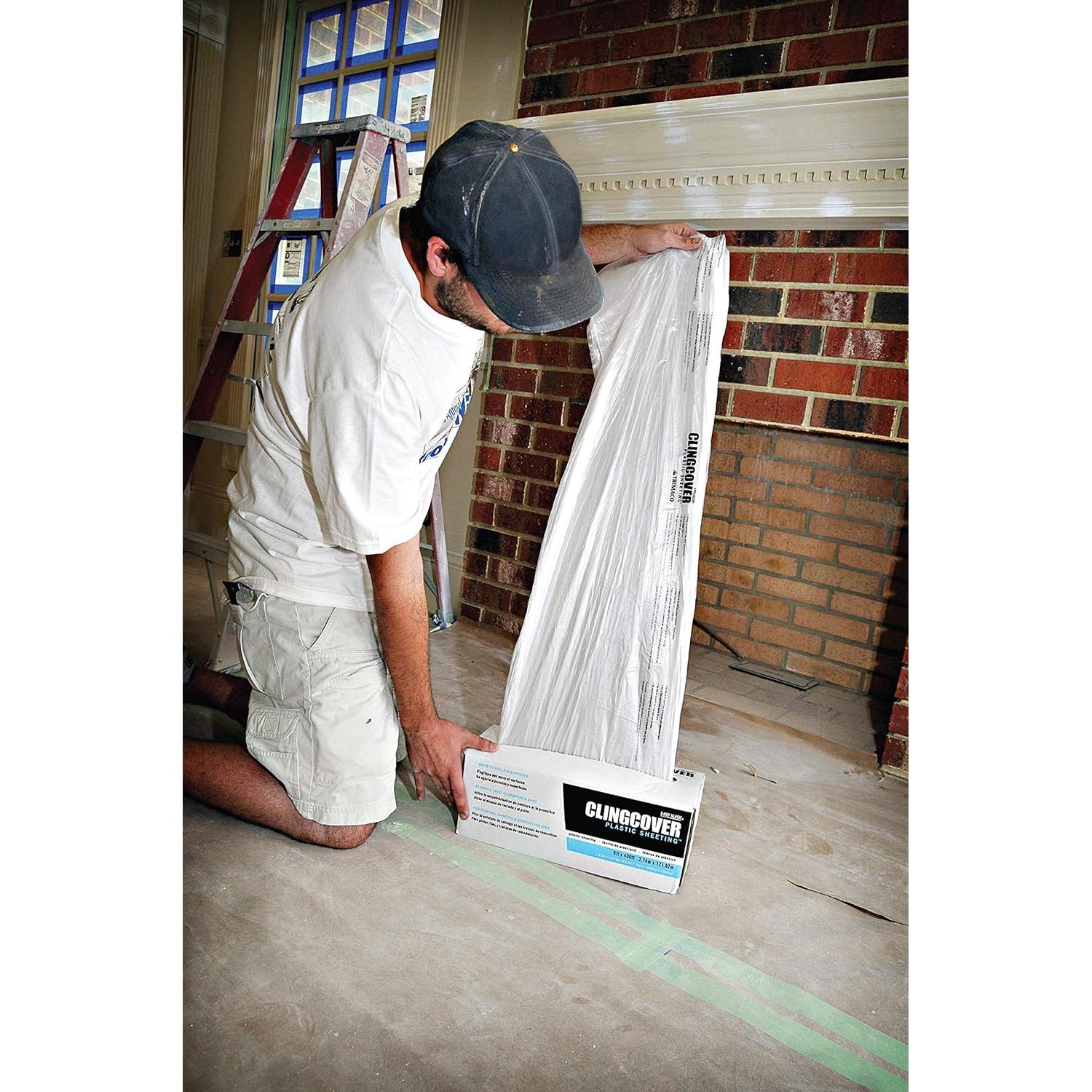 Lámina de Plástico Autoadhesiva Trimaco ClingCover 2.74m x 121.92m