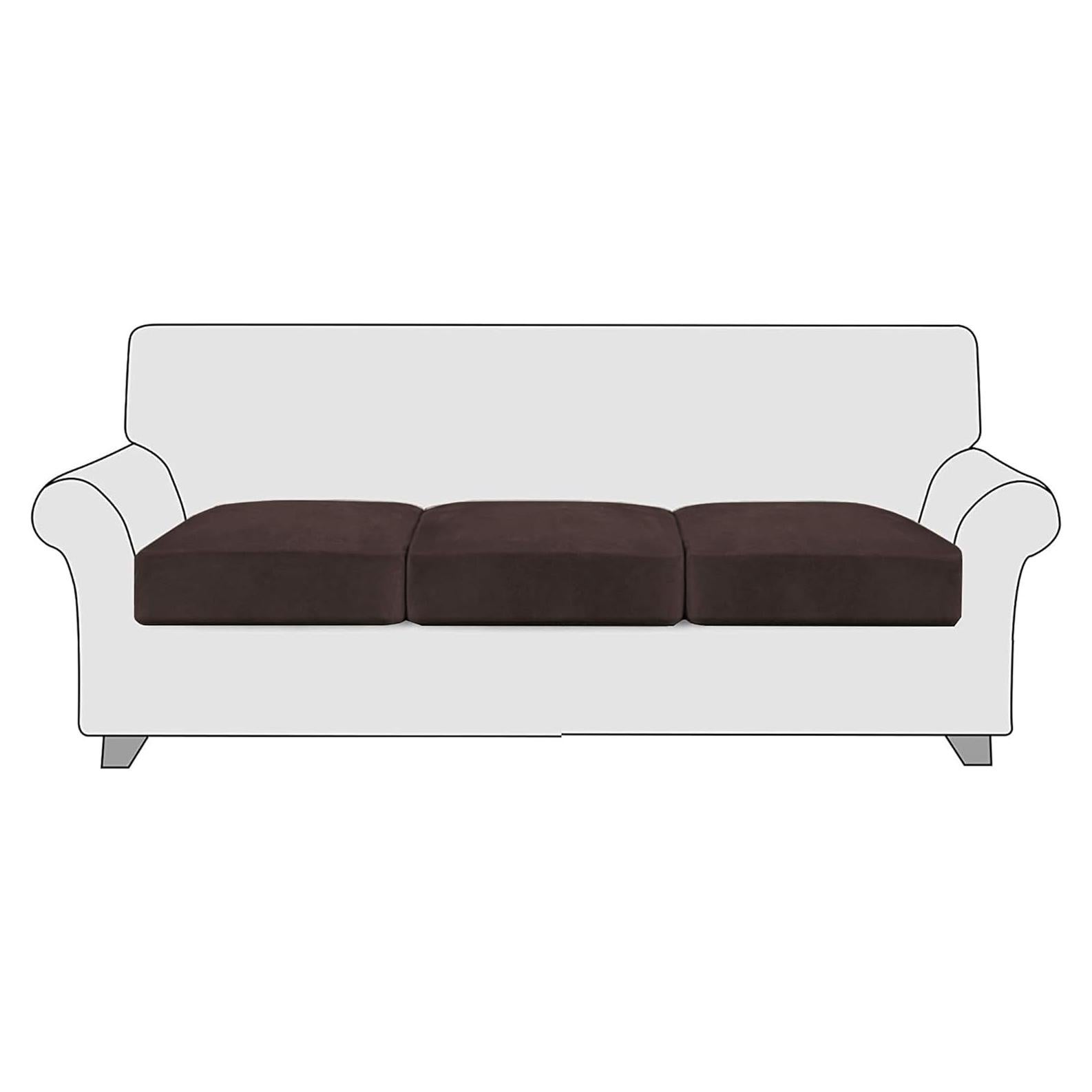 Cubiertas de Cojines de Sofá StangH 3 Piezas Terciopelo Marrón