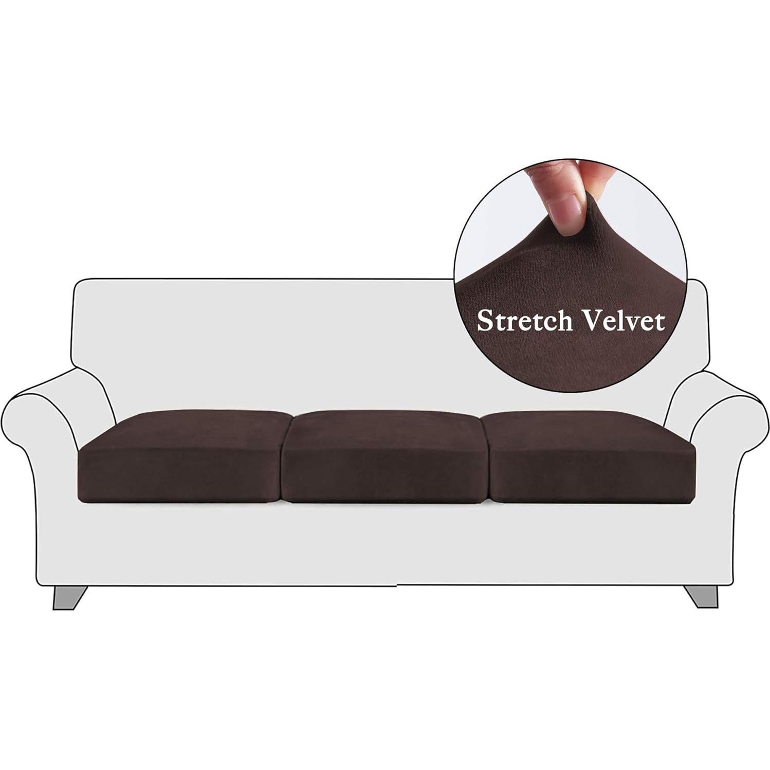 Cubiertas de Cojines de Sofá StangH 3 Piezas Terciopelo Marrón