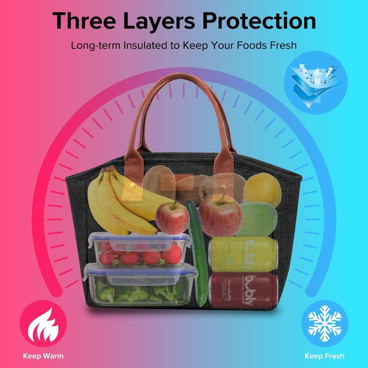 Bolsa de Almuerzo Térmica Aislada EASYFUN Grande Negra