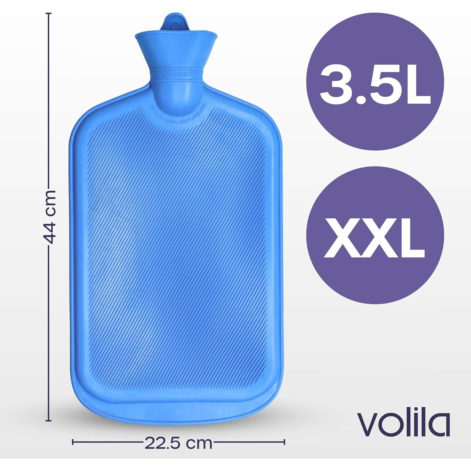 Botella de Agua Caliente 3.5L Volila con Funda Suave Azul