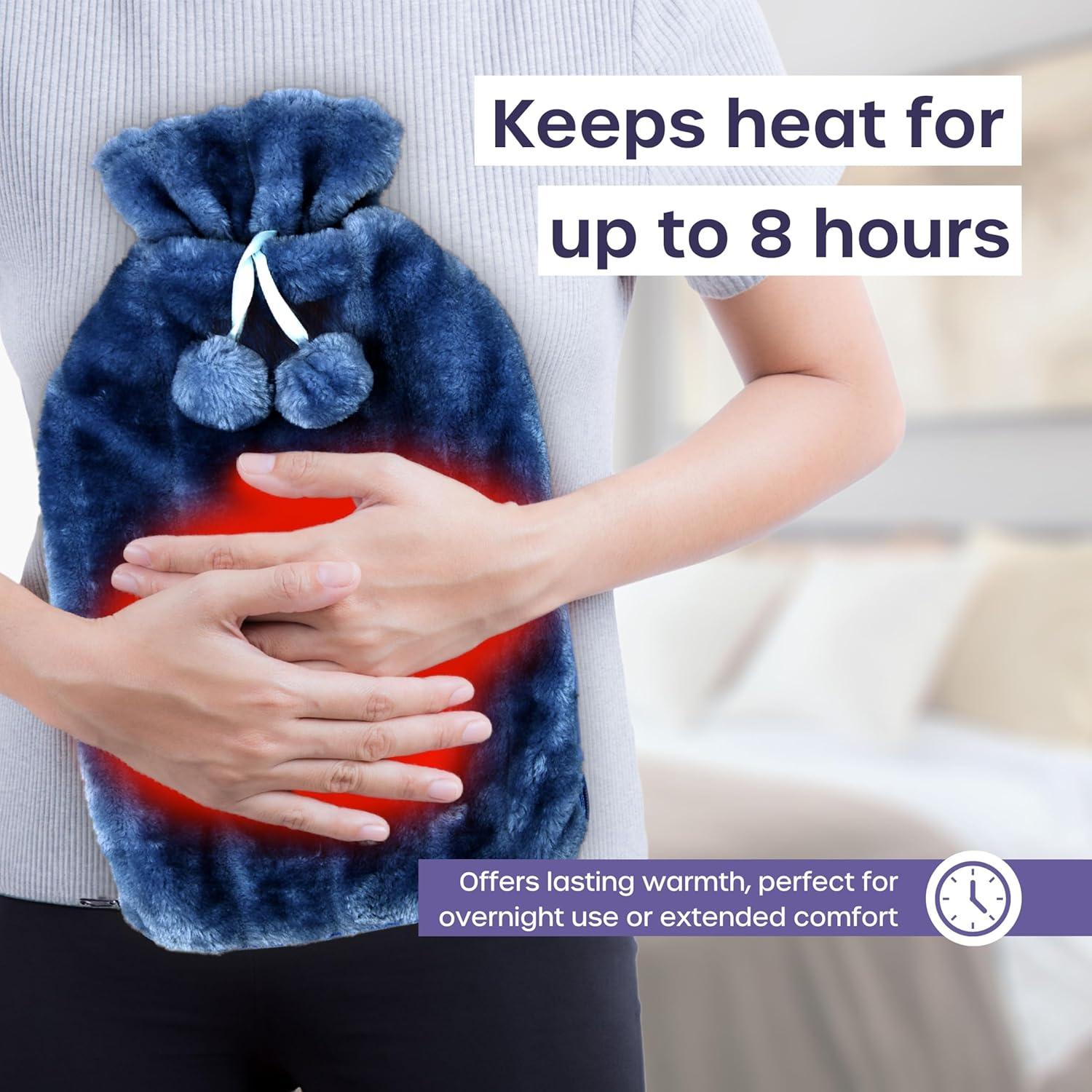 Botella de Agua Caliente 3.5L Volila con Funda Suave Azul